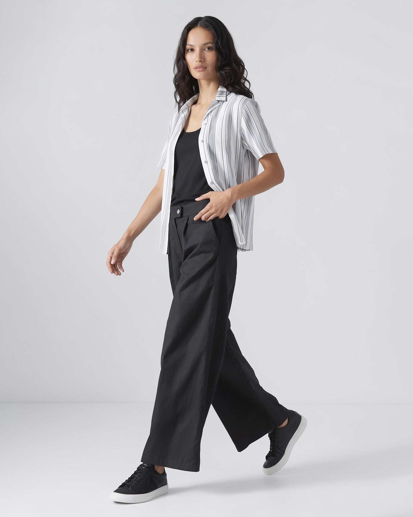 Mistari Shirt - Charcoal & Ivory Stripes
