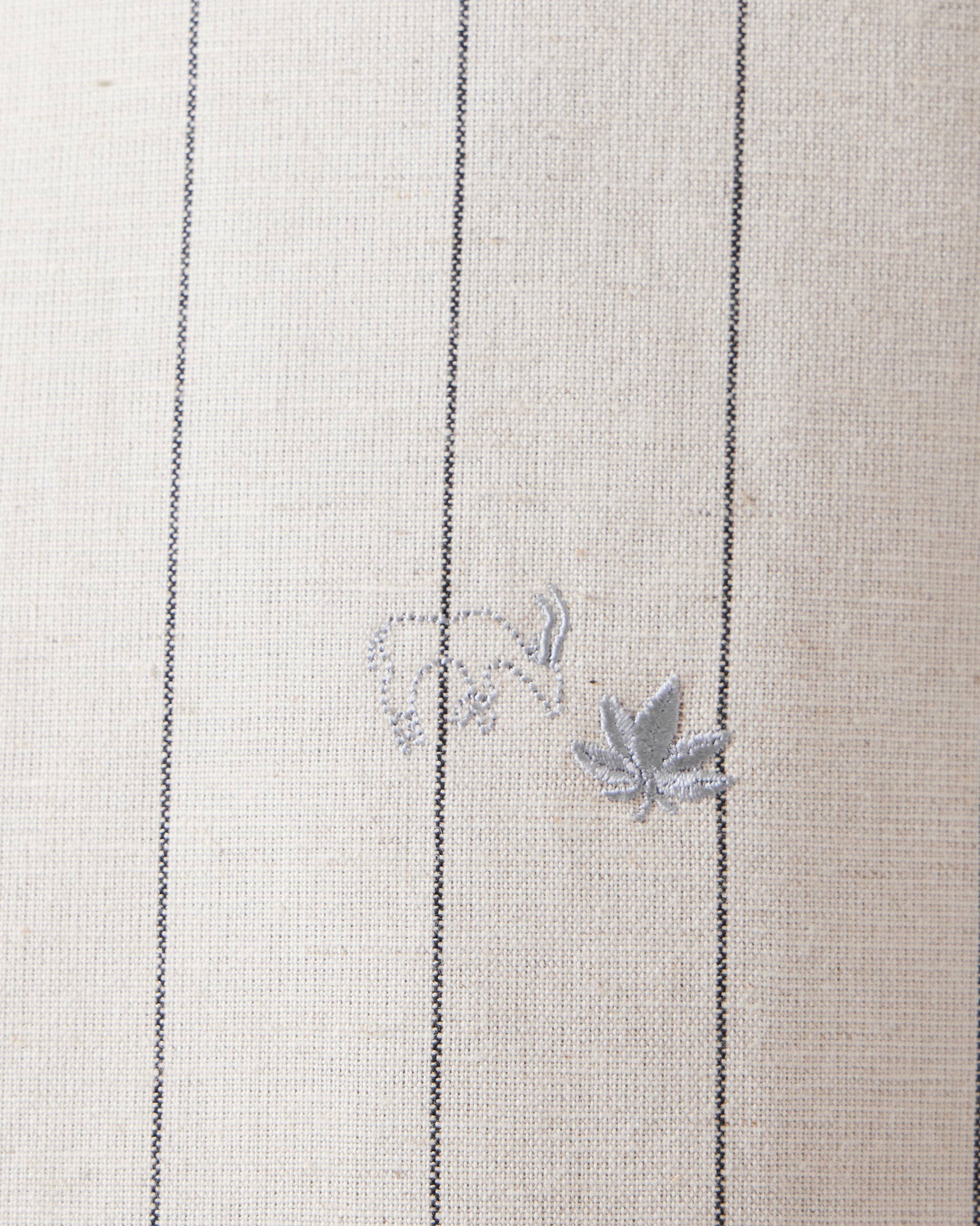 Riverine Shirt - Ivory & Charcoal Embroidered