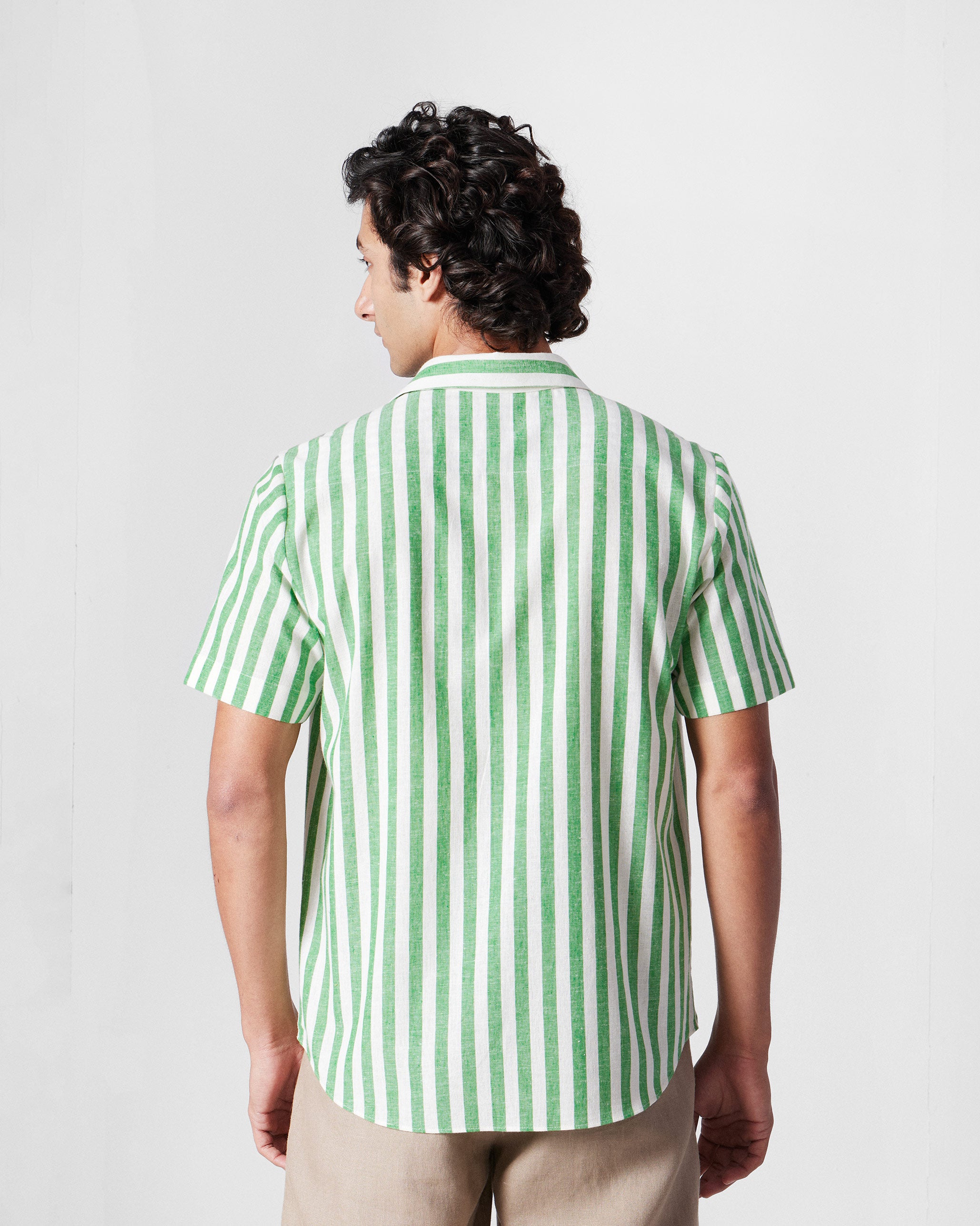 Half Sleeve Shirt - Light Green Embroidered