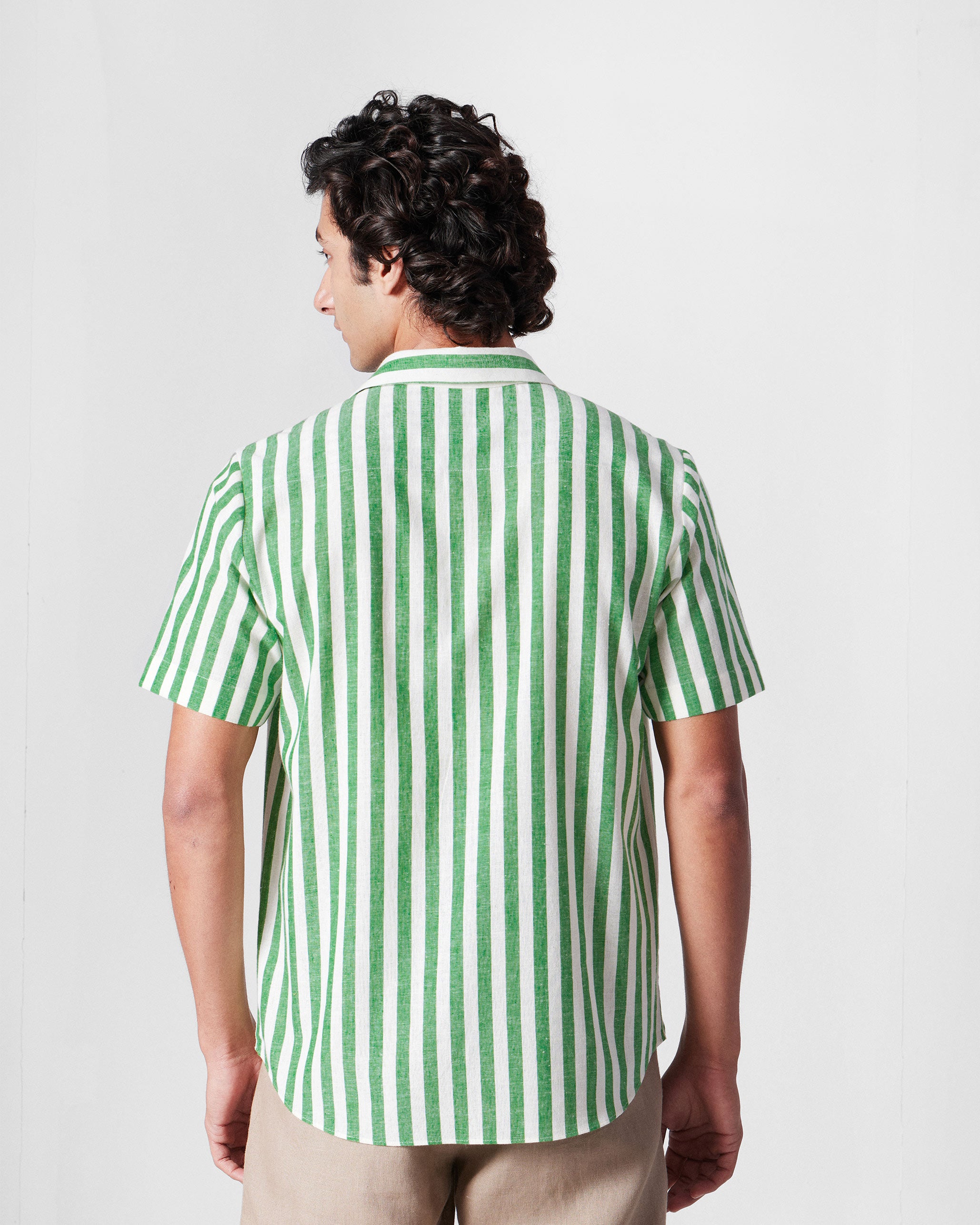 Half Sleeve Shirt - Light Green Embroidered