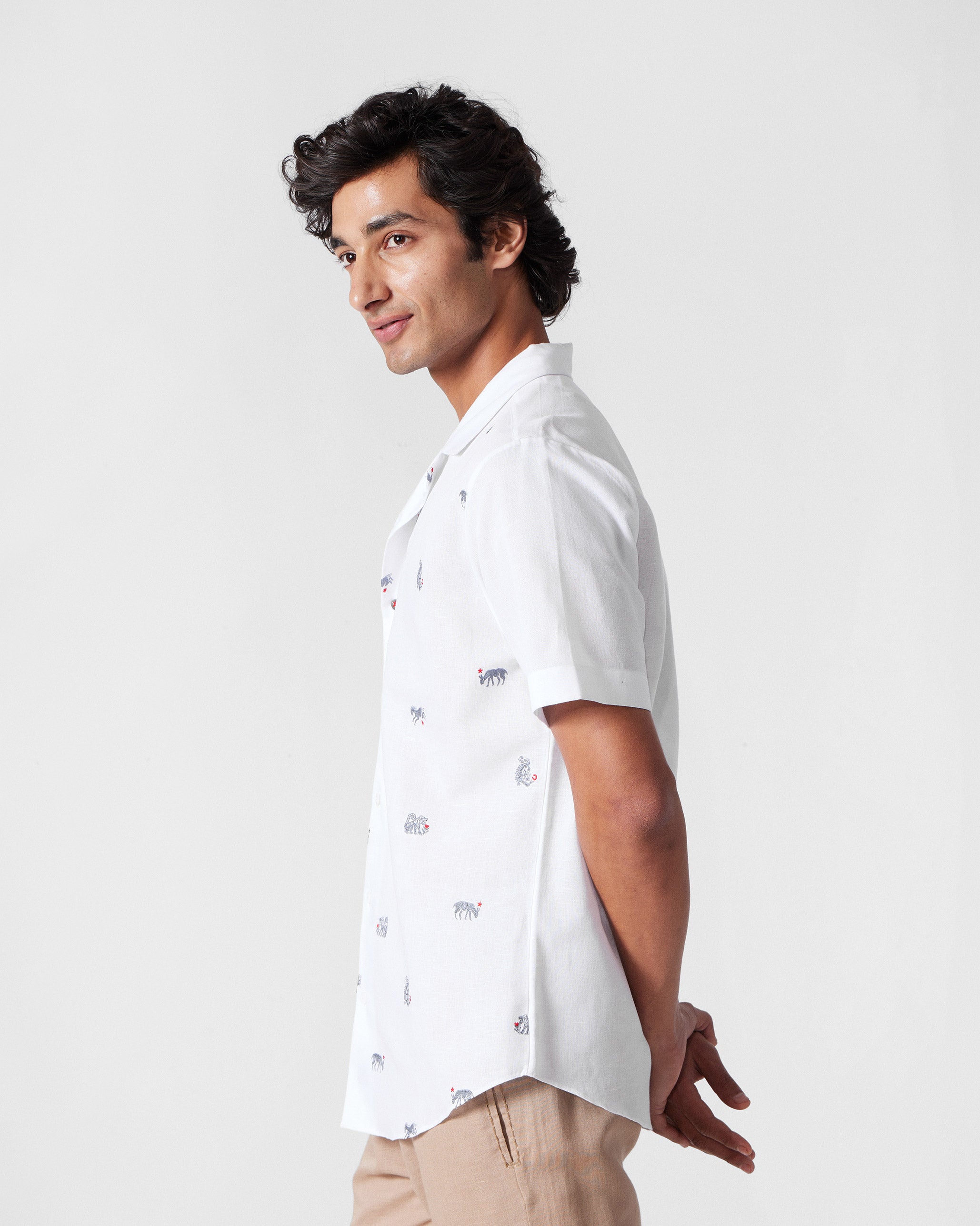Mistari Shirt - White Embroidered