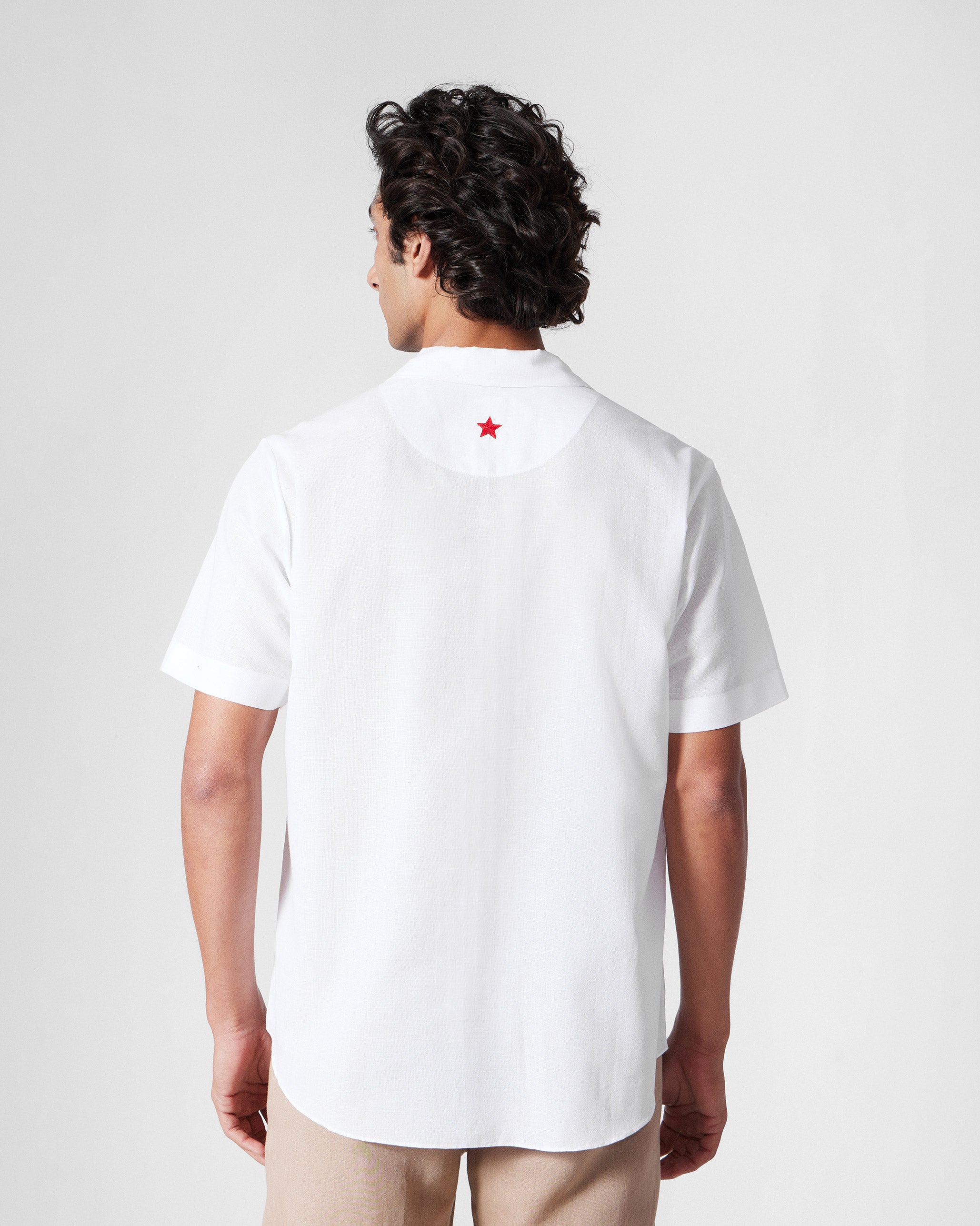Mistari Shirt - White Embroidered