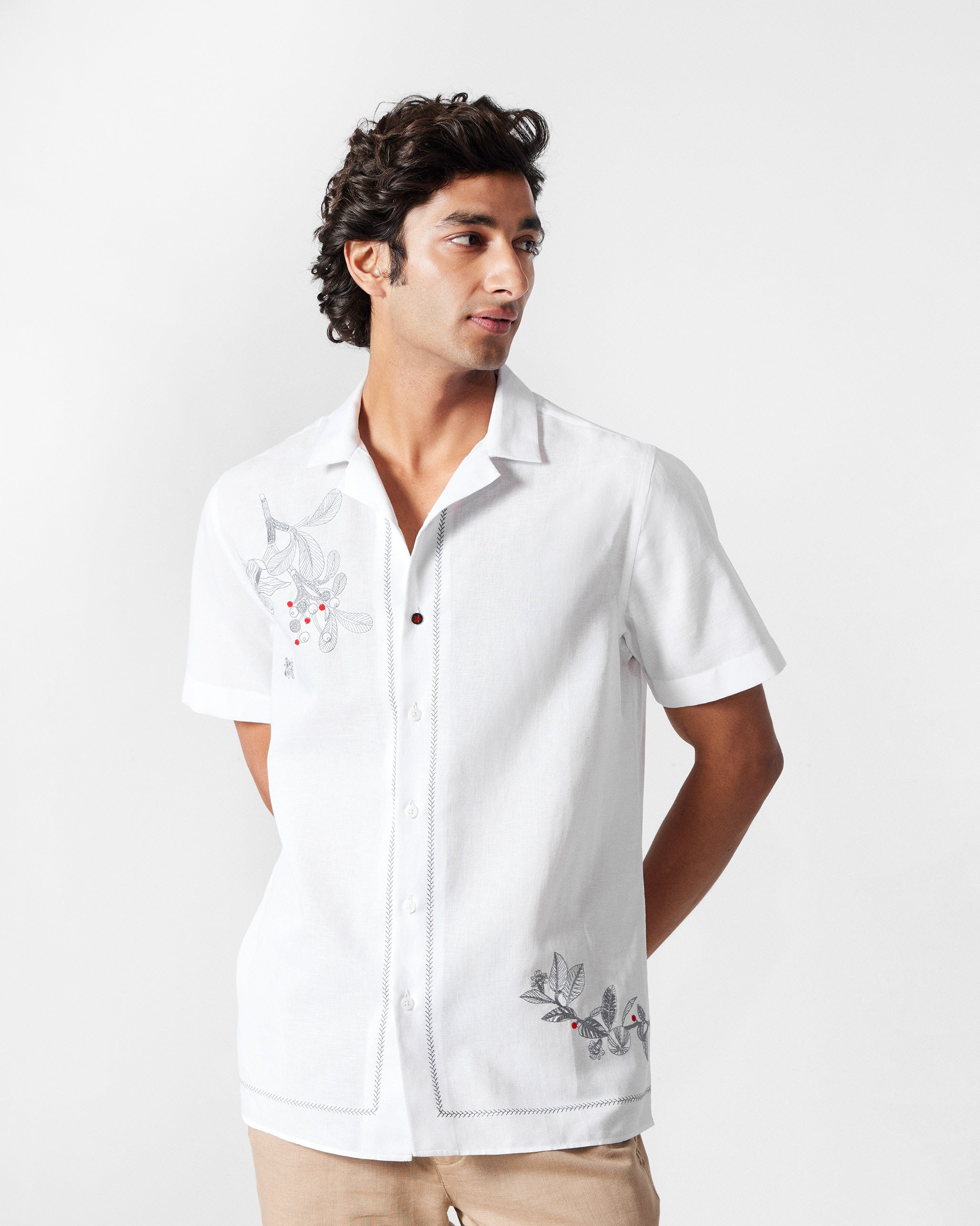 Delta Shirt - White Embroidered