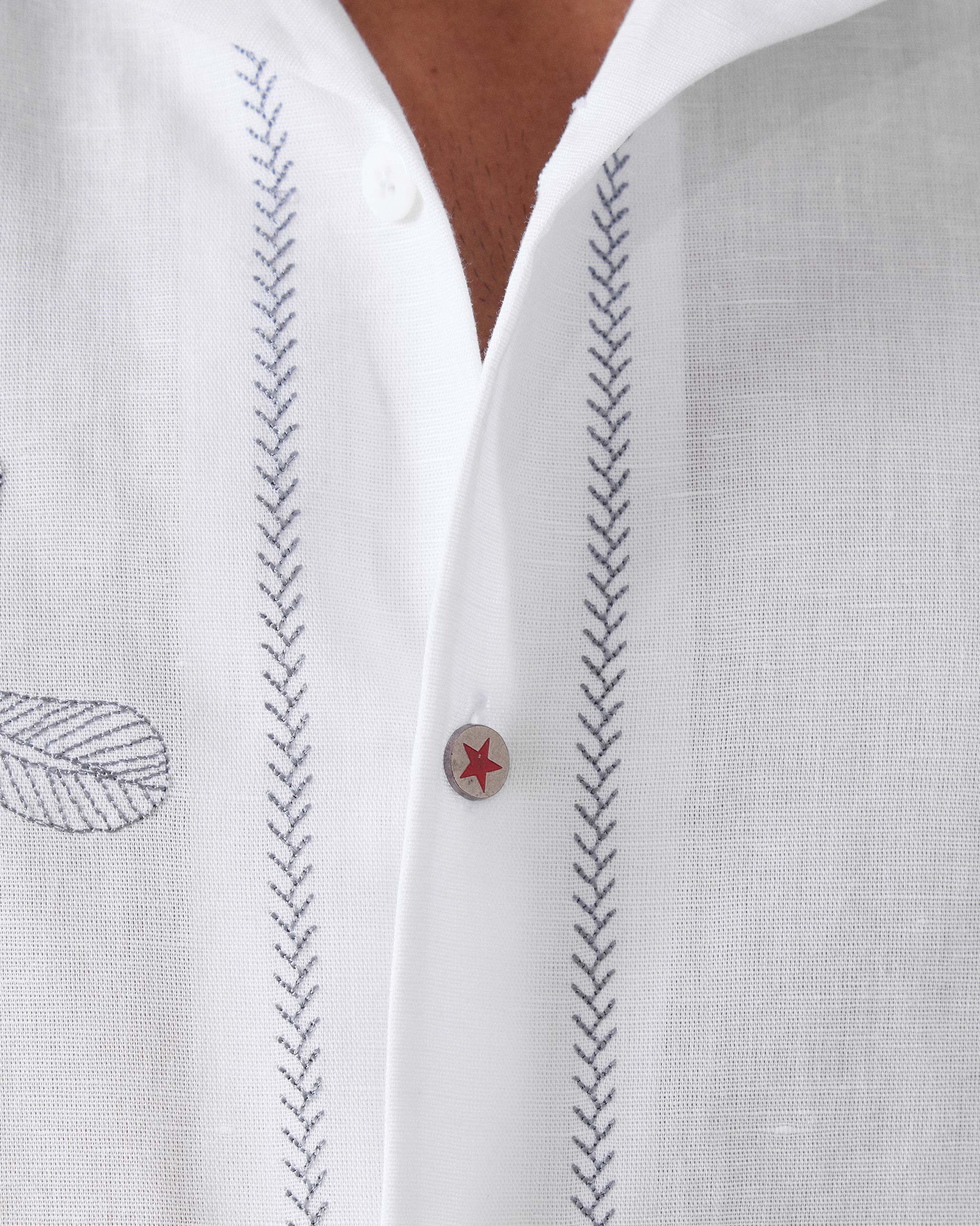Delta Shirt - White Embroidered