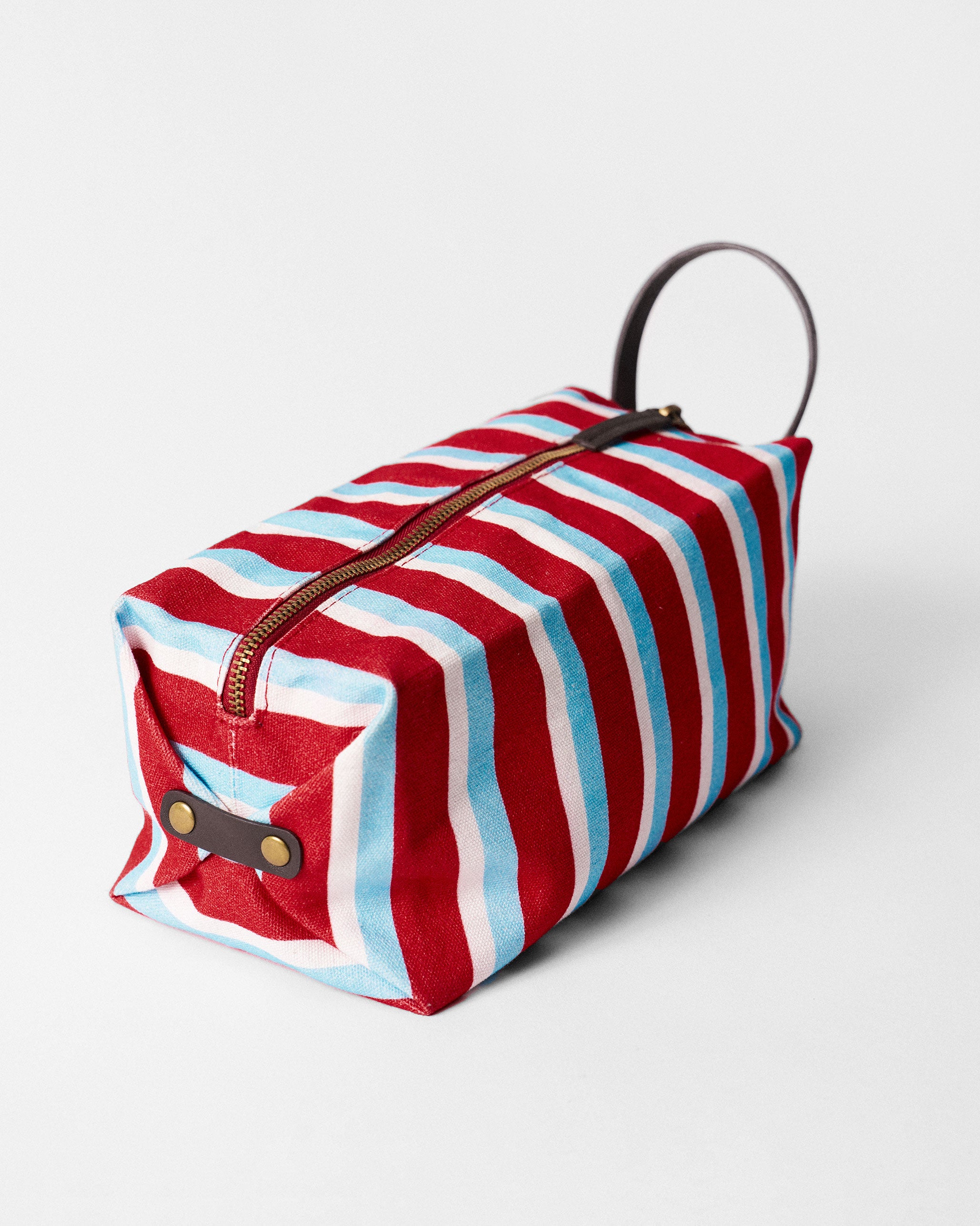 Shen Toilet Kit - Ice Blue & Red Stripes