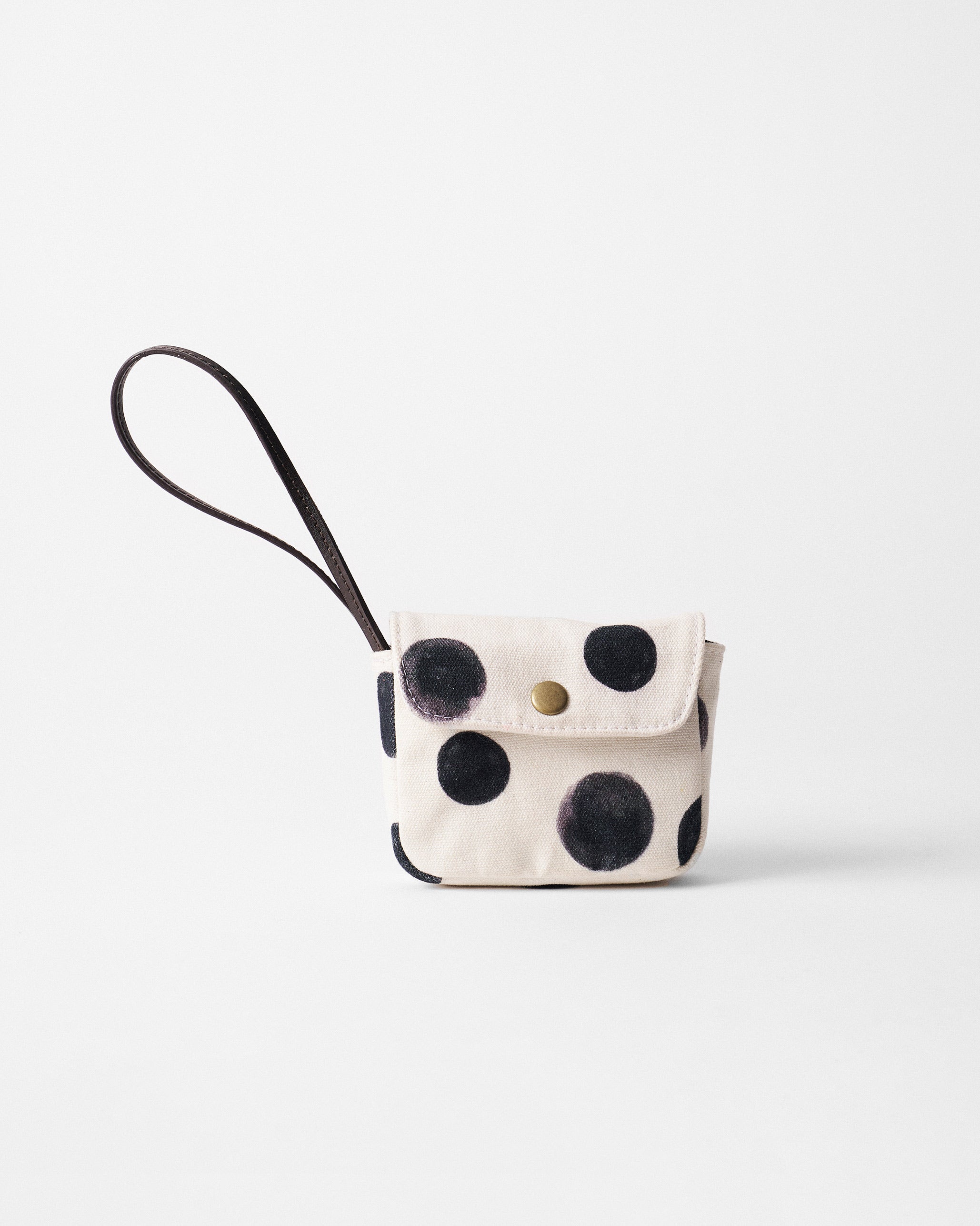 Polka Coin Pouch - Charcoal & Ivory
