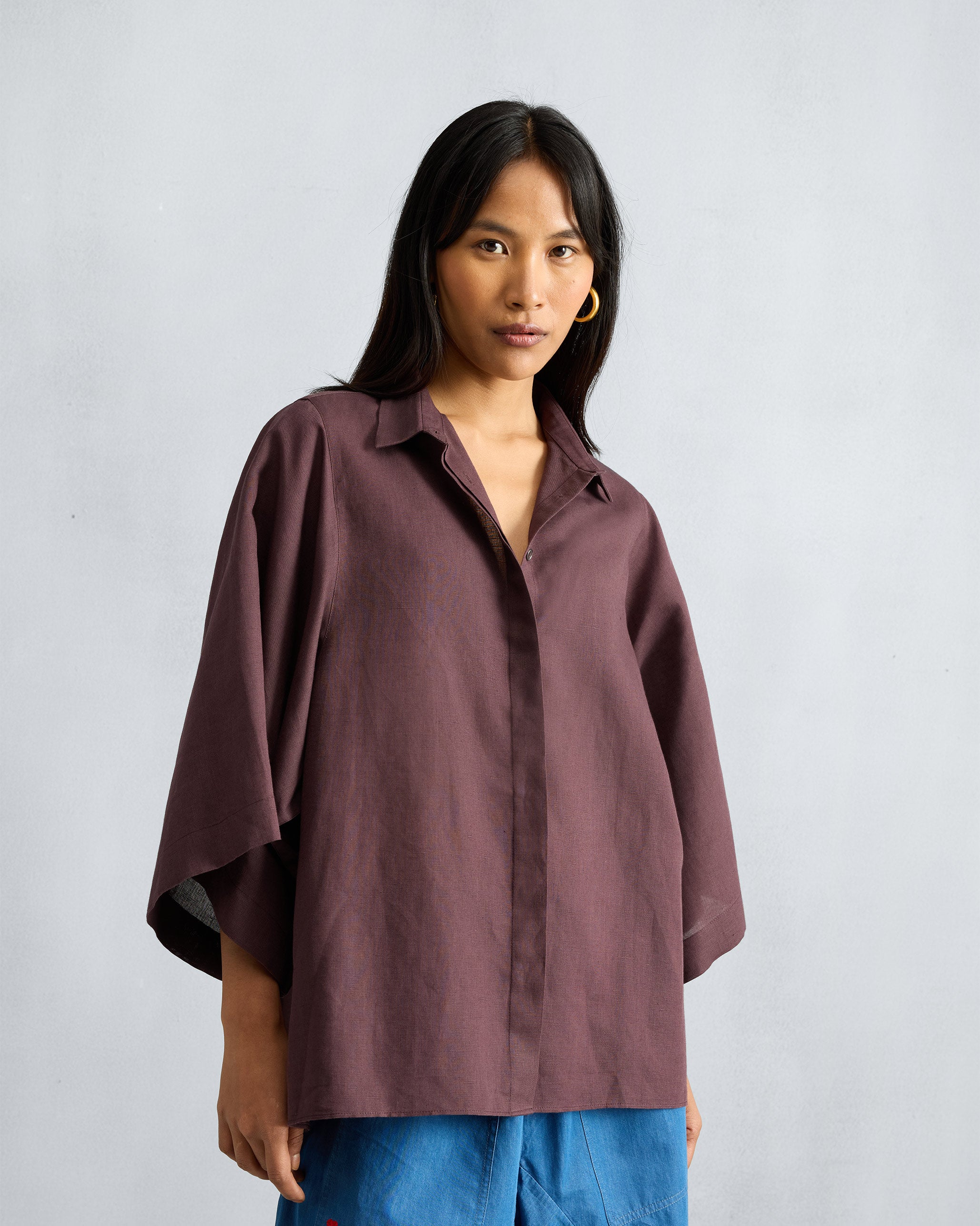 Drop Armhole Shirt - Chocolate Plum