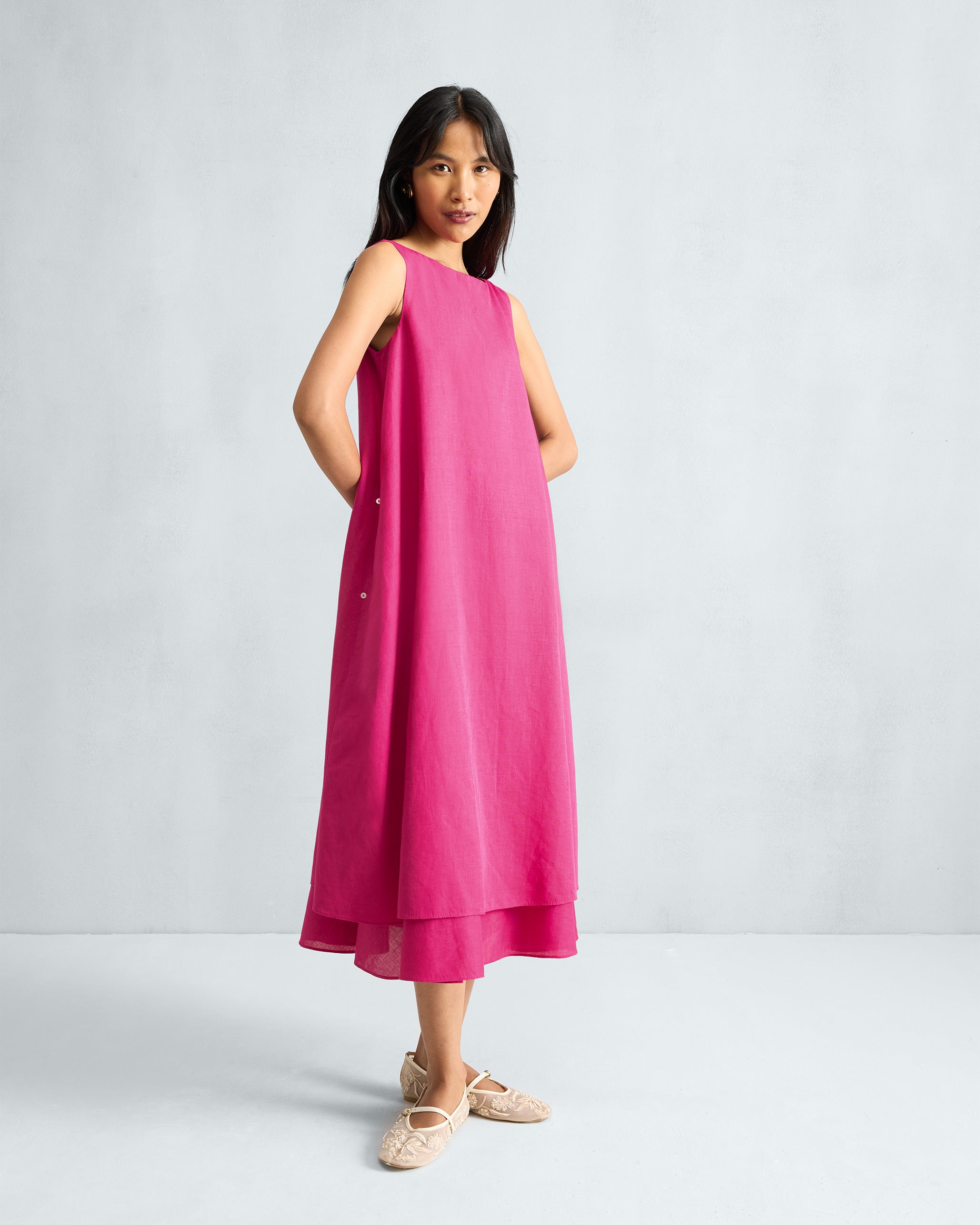 Double Layer Dress - Fuchsia