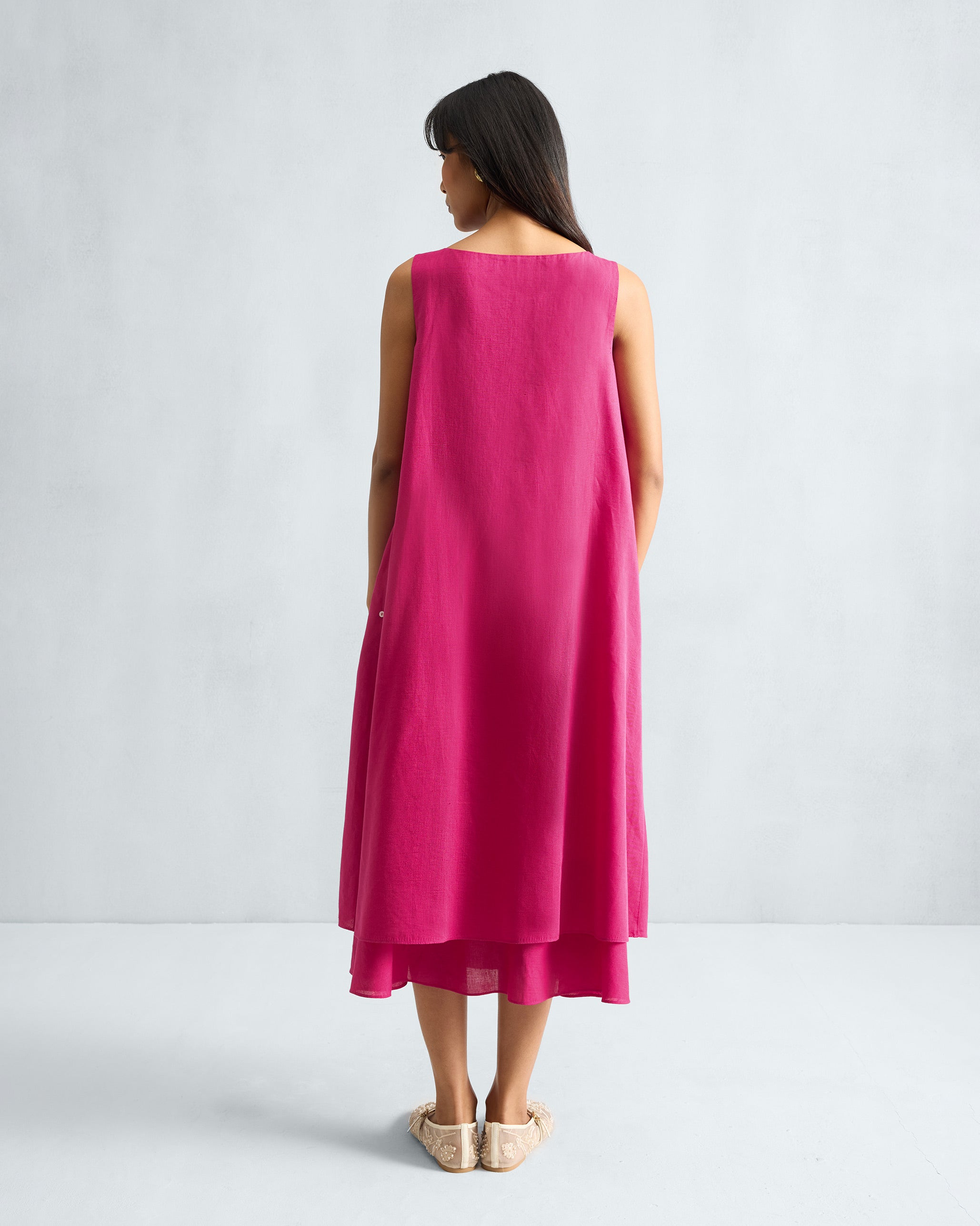 Double Layer Dress - Fuchsia
