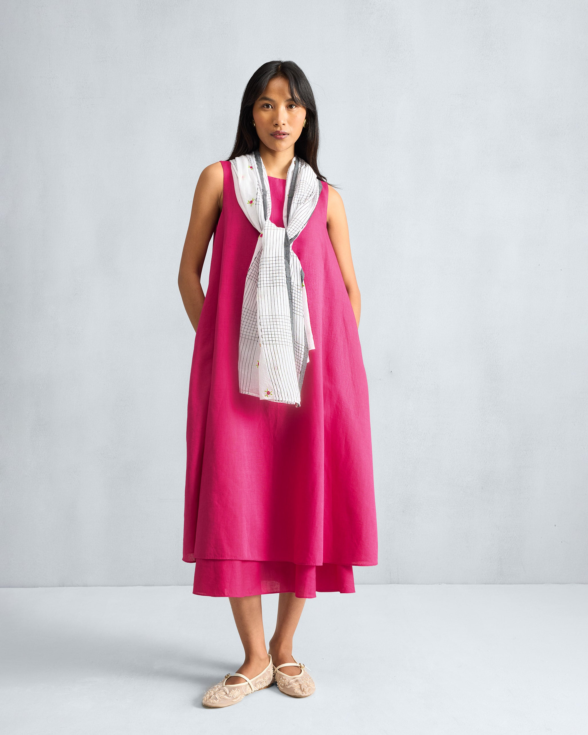 Double Layer Dress - Fuchsia