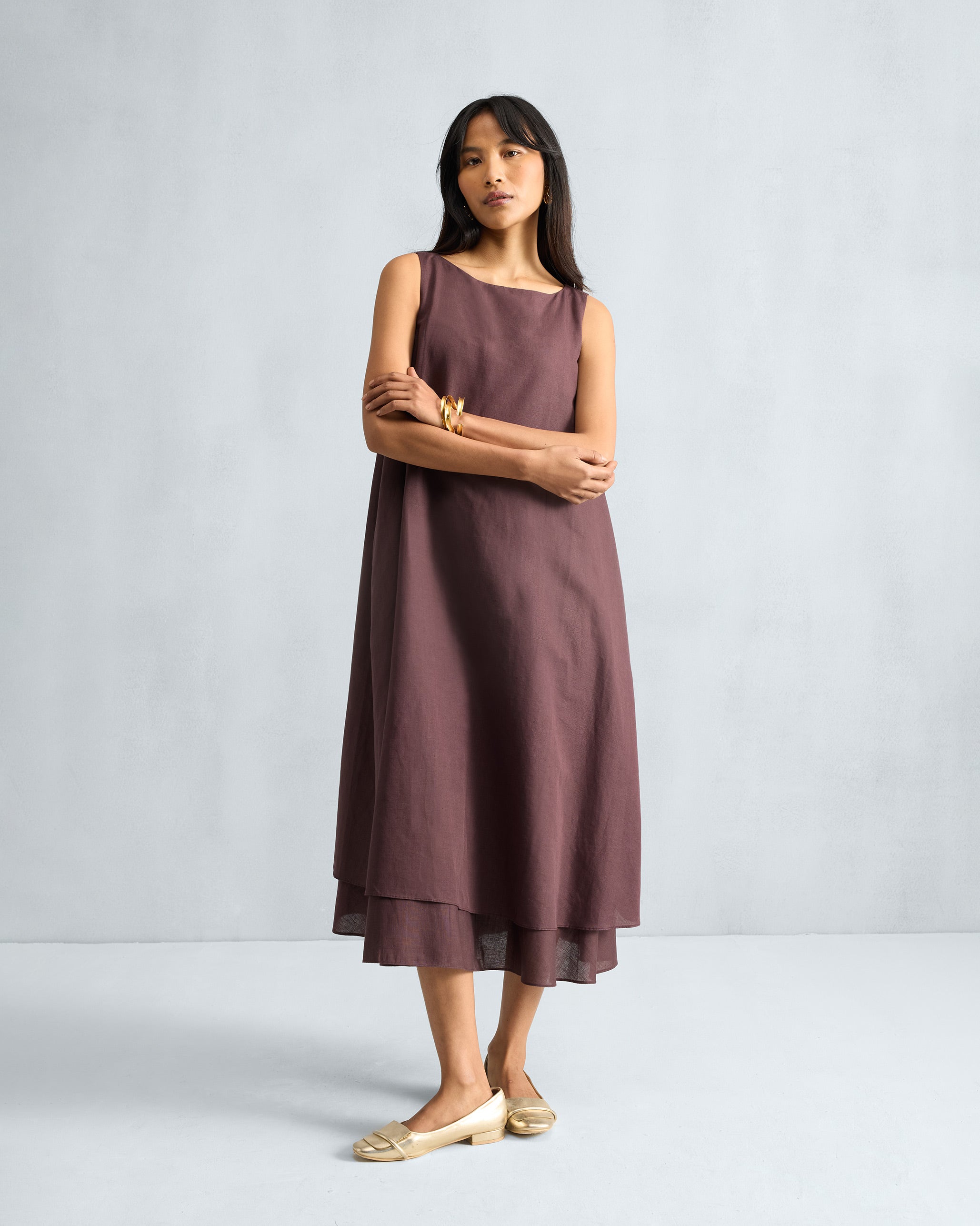 Double Layer Dress - Chocolate Plum