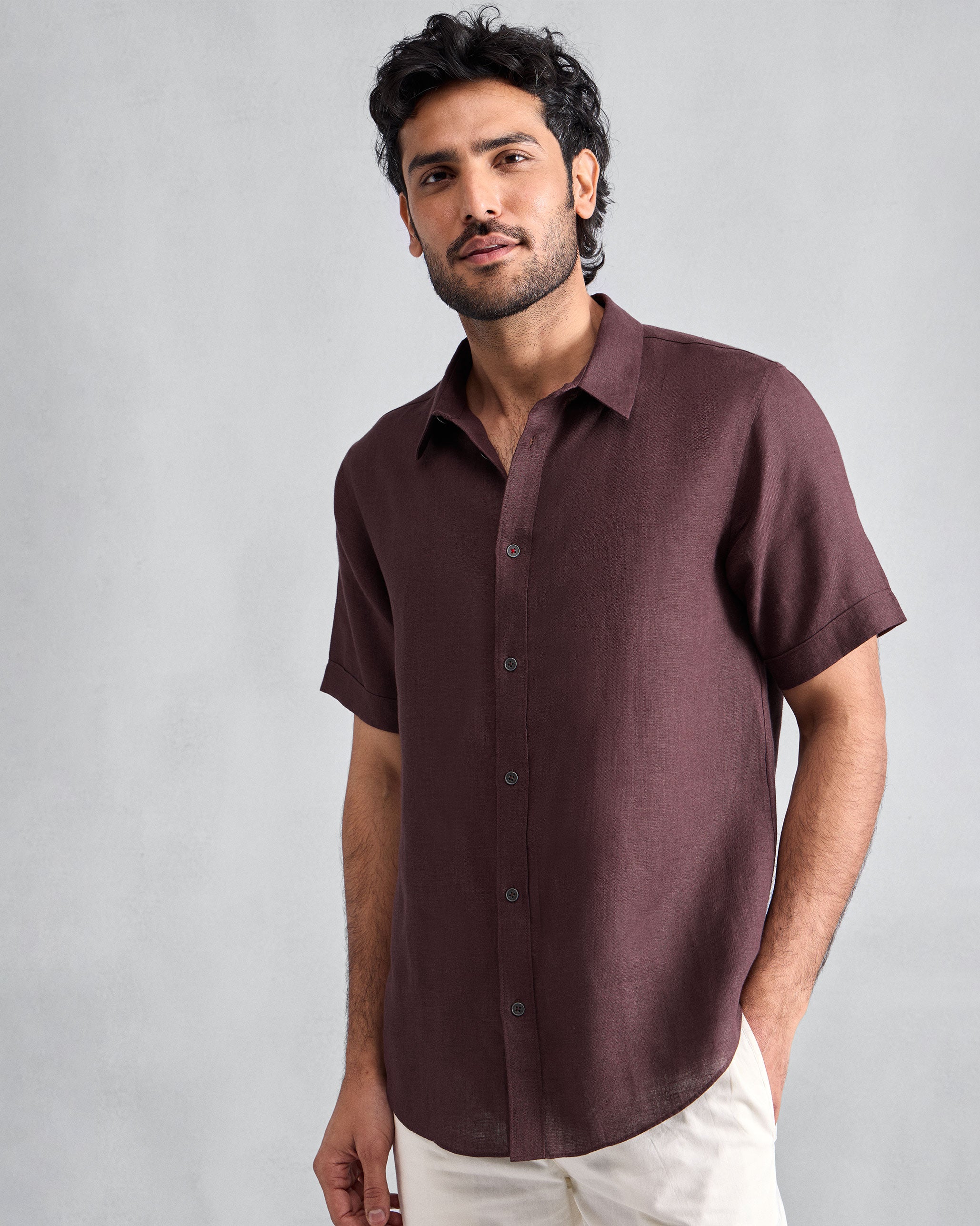 Half Sleeve Shirt - Chocolate Plum
