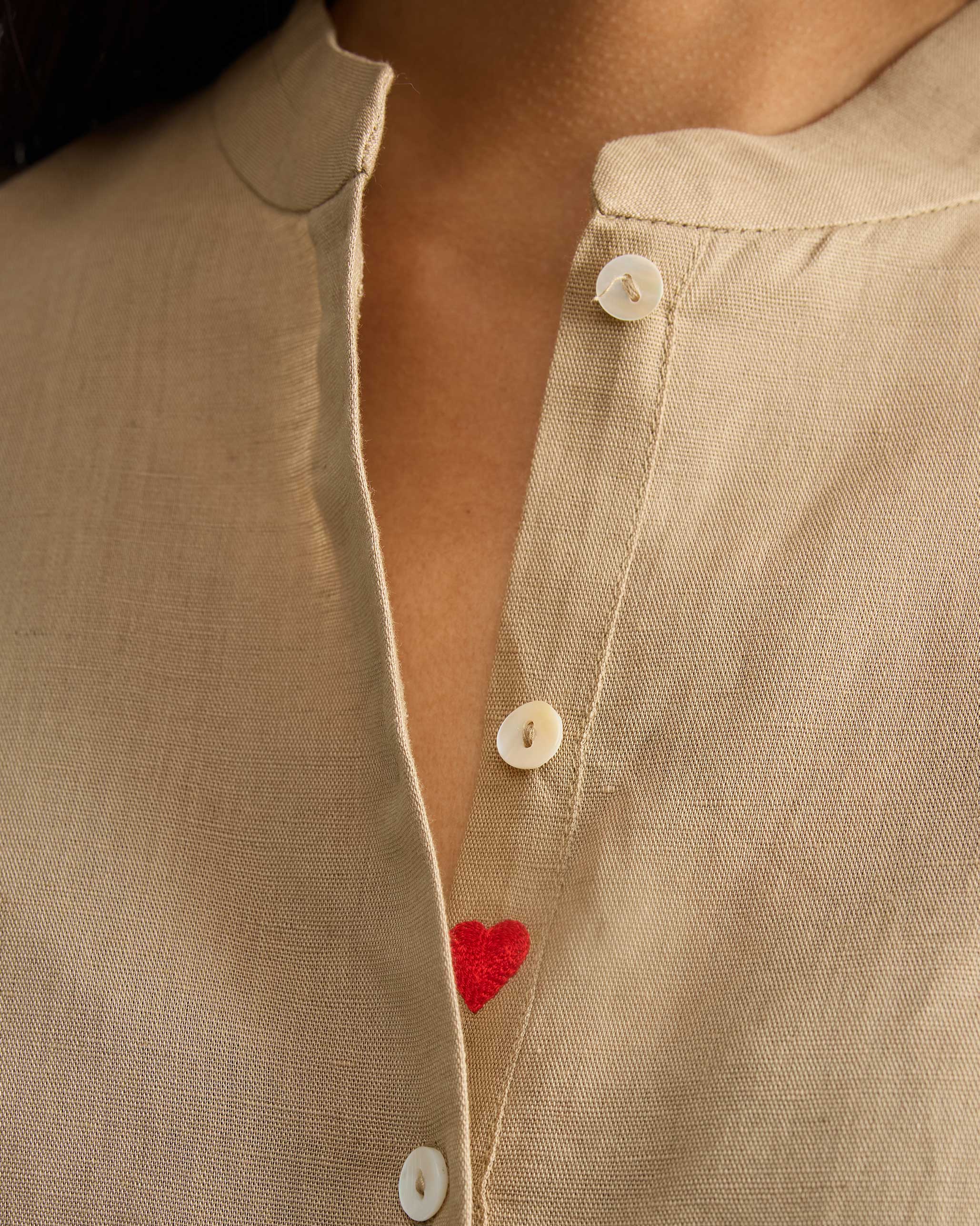 Mandarin Collar Top - Beige