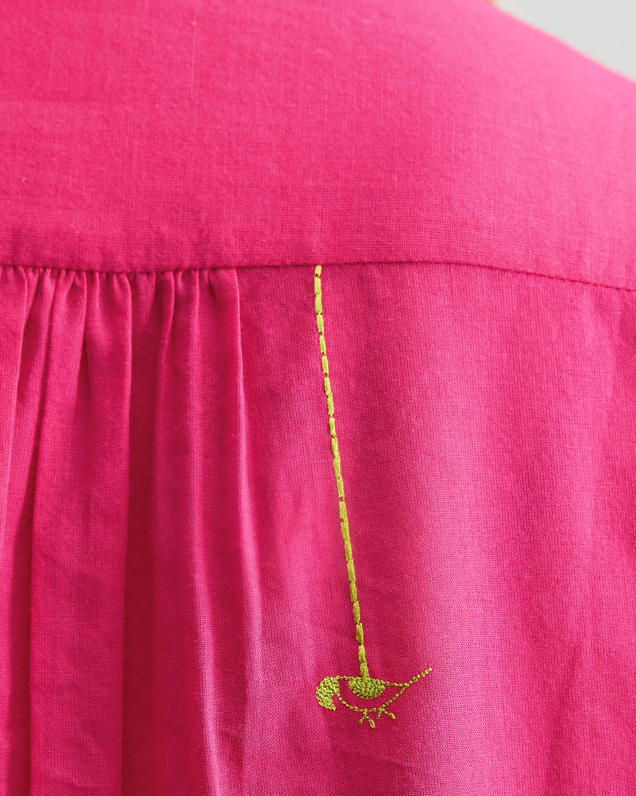 Mandarin Collar Top - Fuchsia