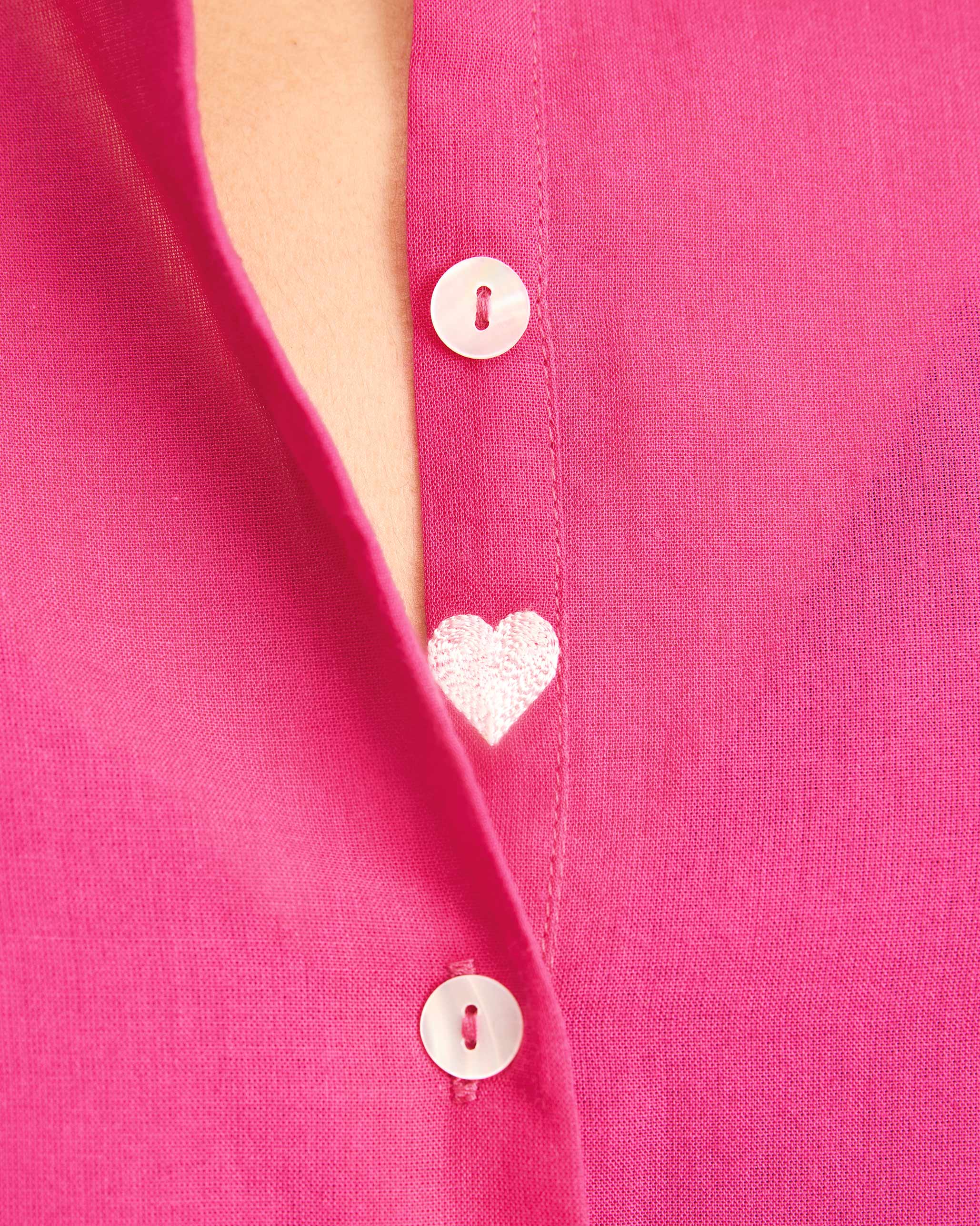 Mandarin Collar Top - Fuchsia