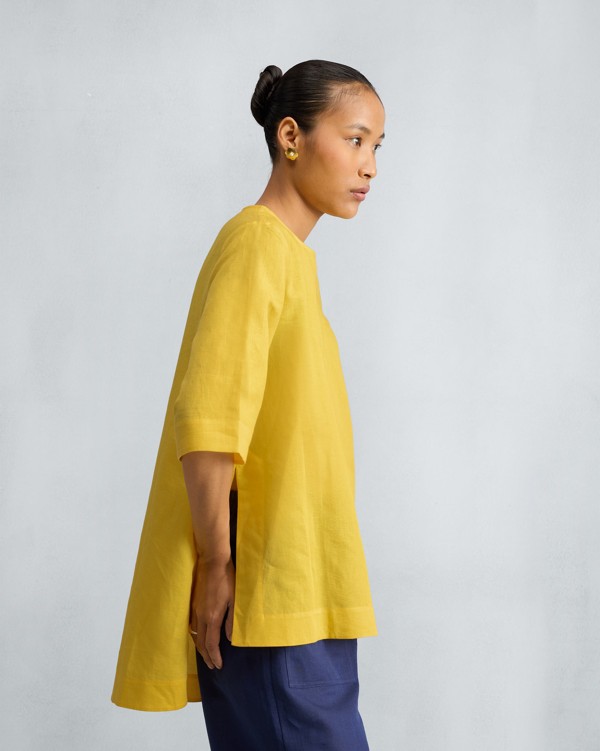 High Slit Top - Yellow