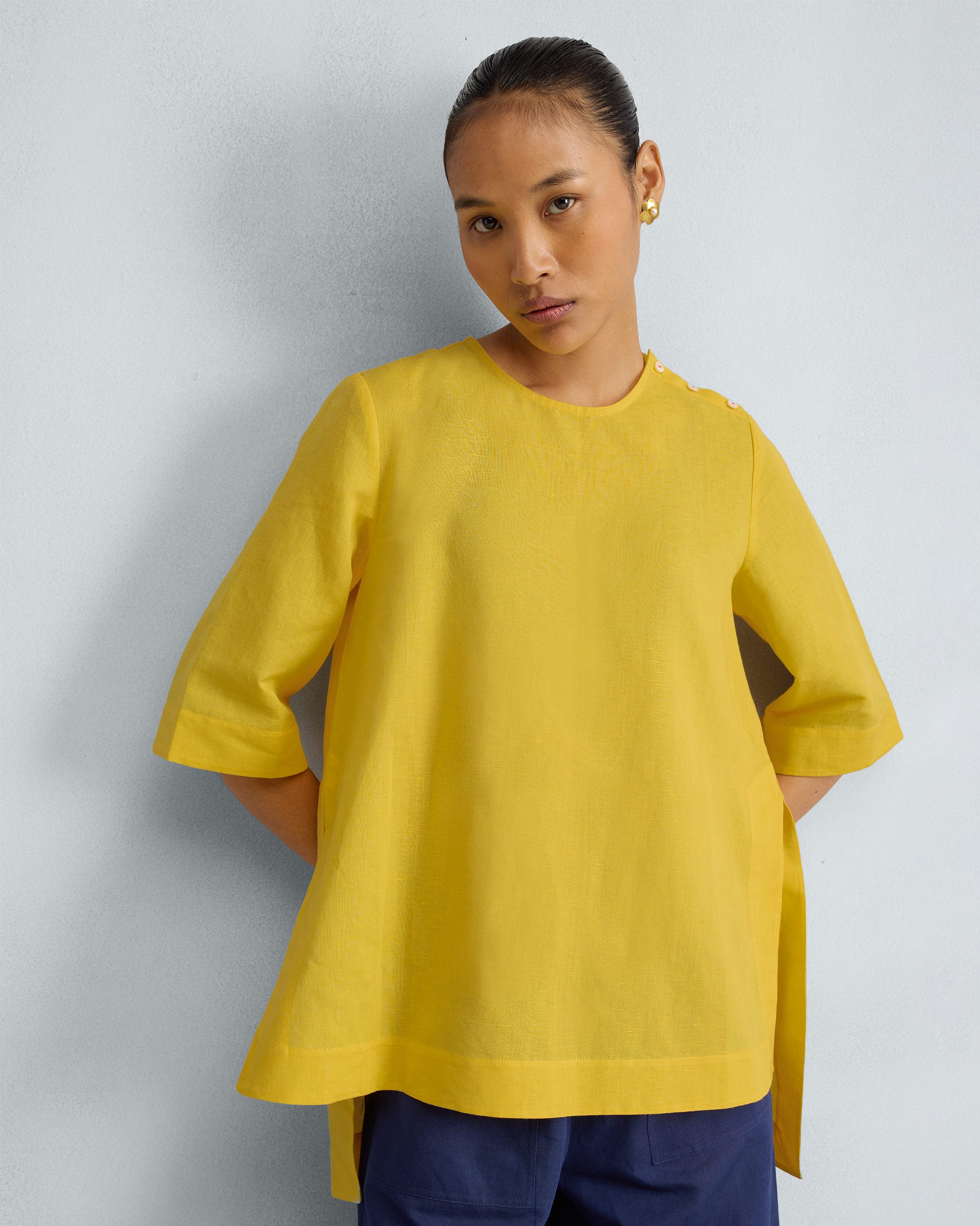 High Slit Top - Yellow