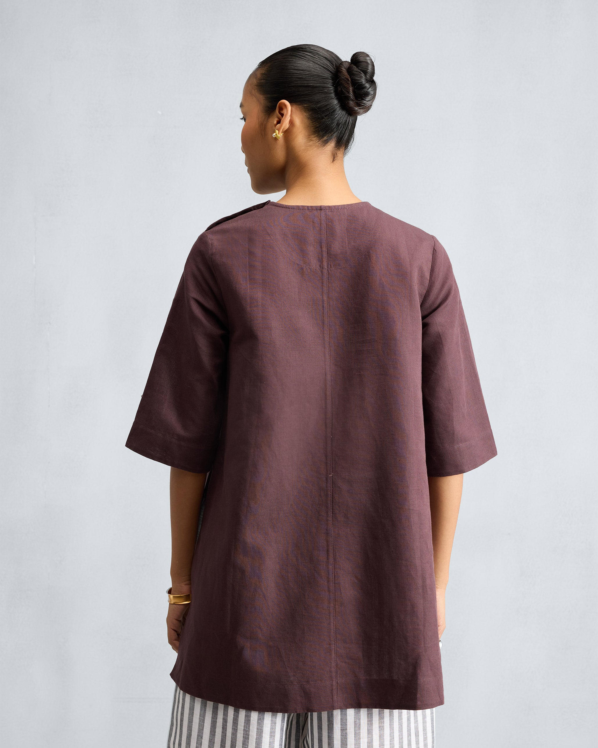 High Slit Top - Chocolate Plum