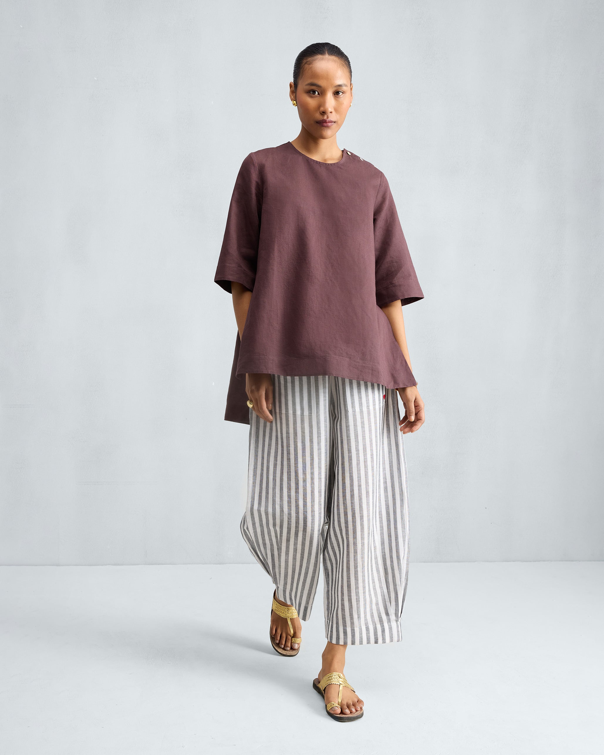High Slit Top - Chocolate Plum