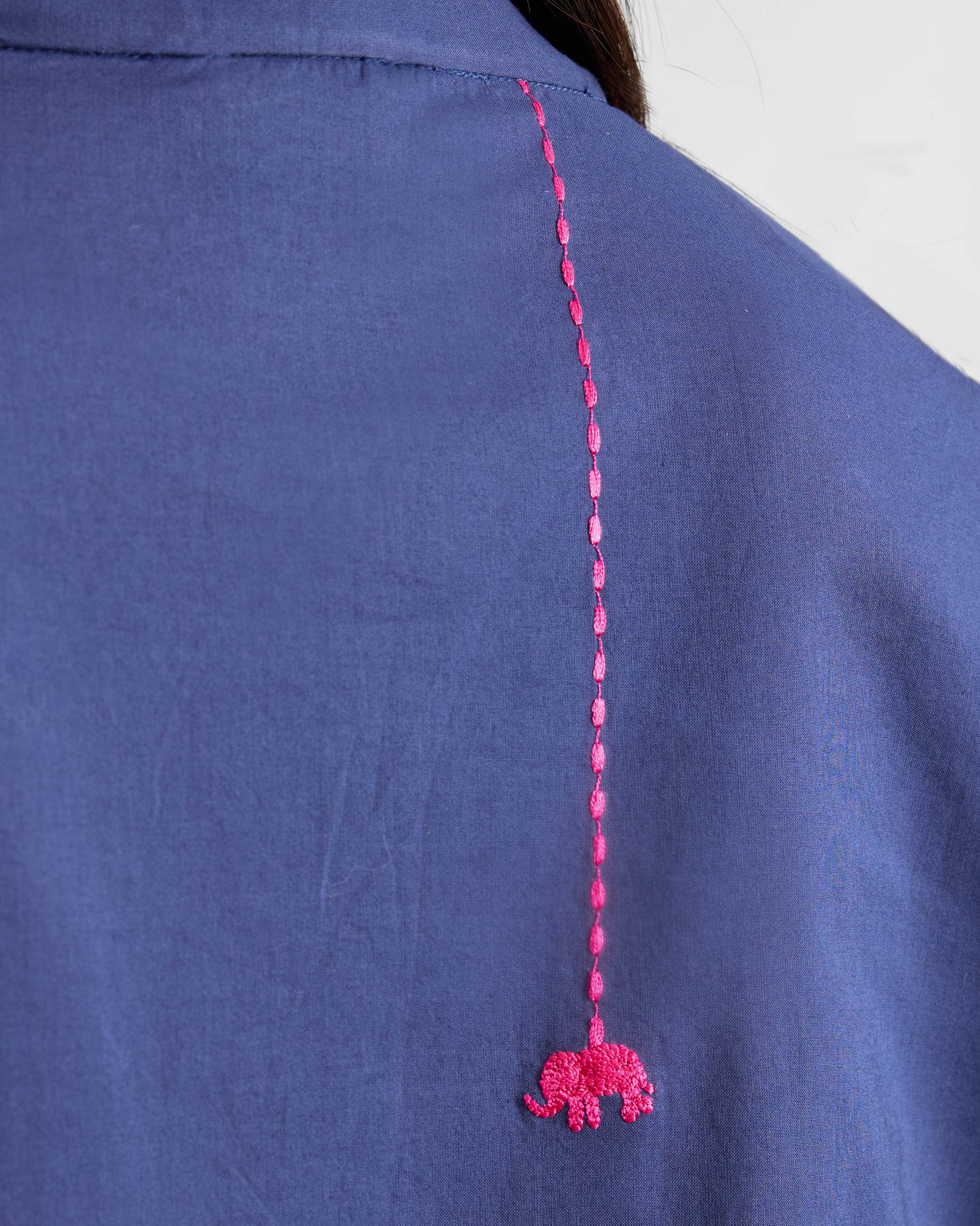 Basic Mid Length Kurta - Ink Blue