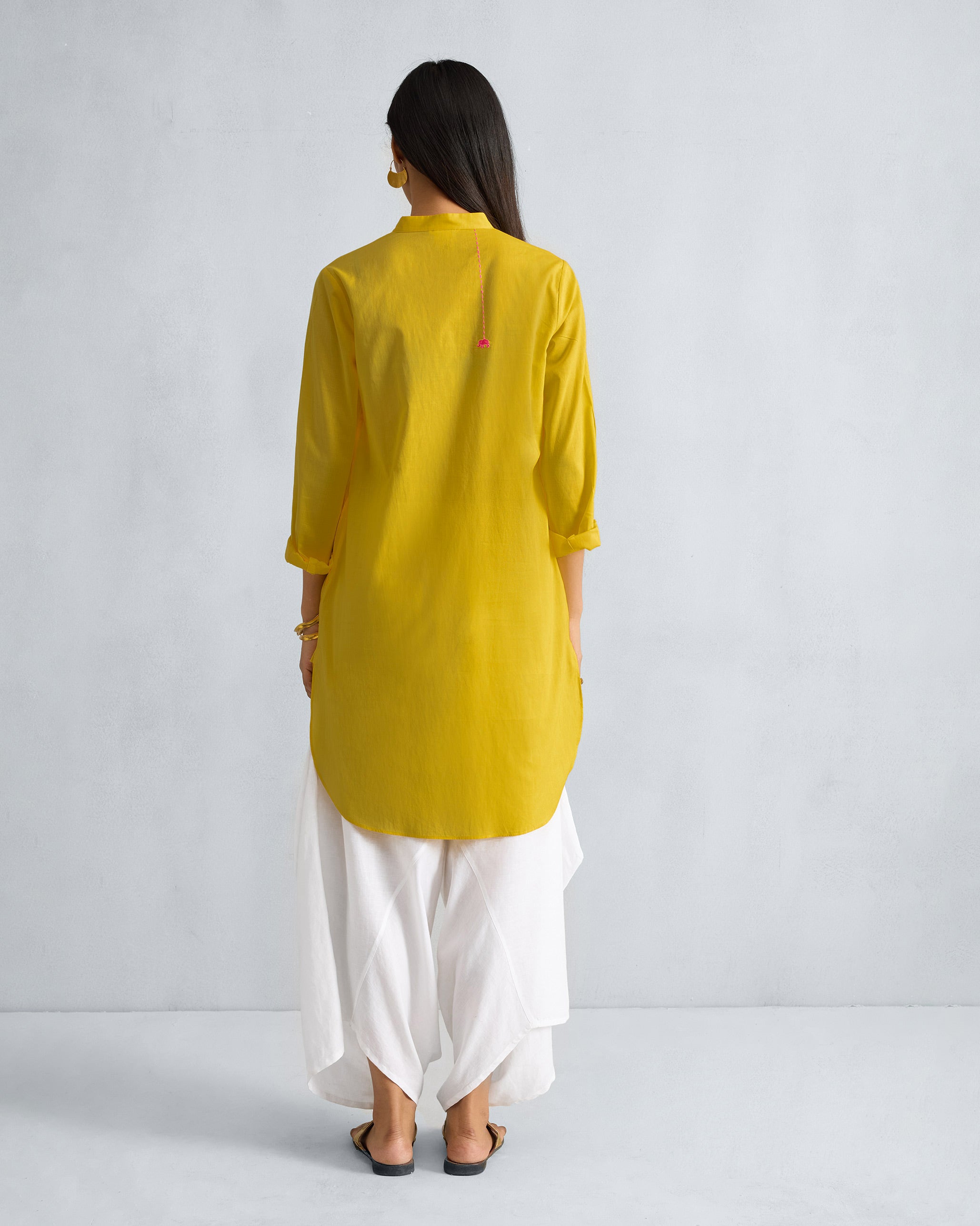 Basic Mid Length Kurta - Yellow
