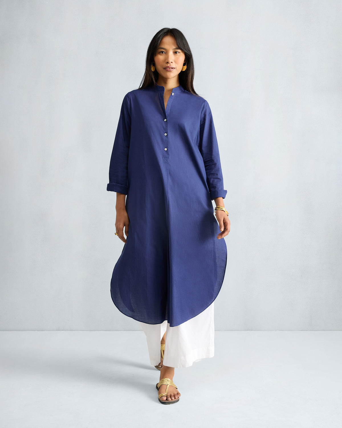 Basic Long Kurta - Ink Blue