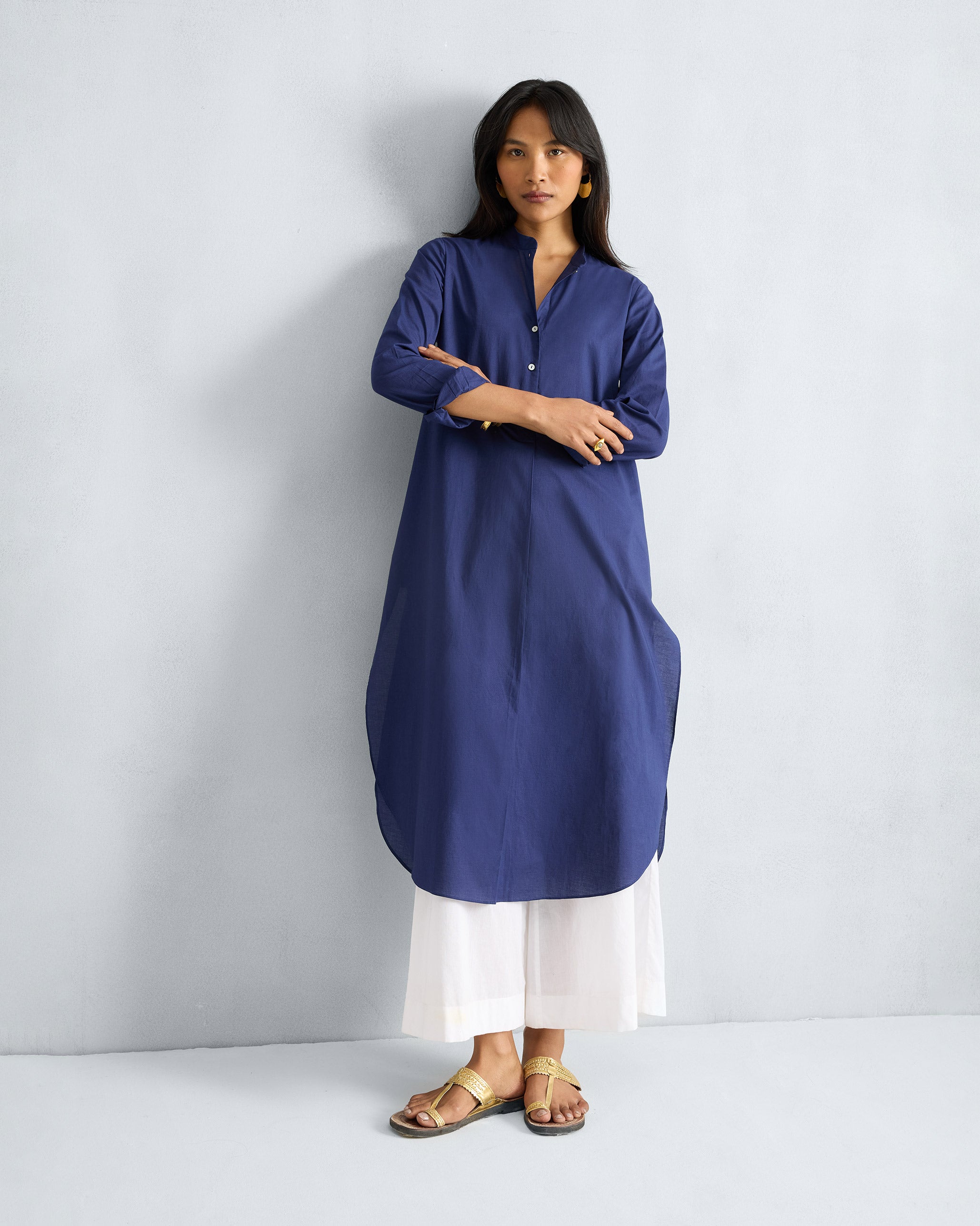 Basic Long Kurta - Ink Blue