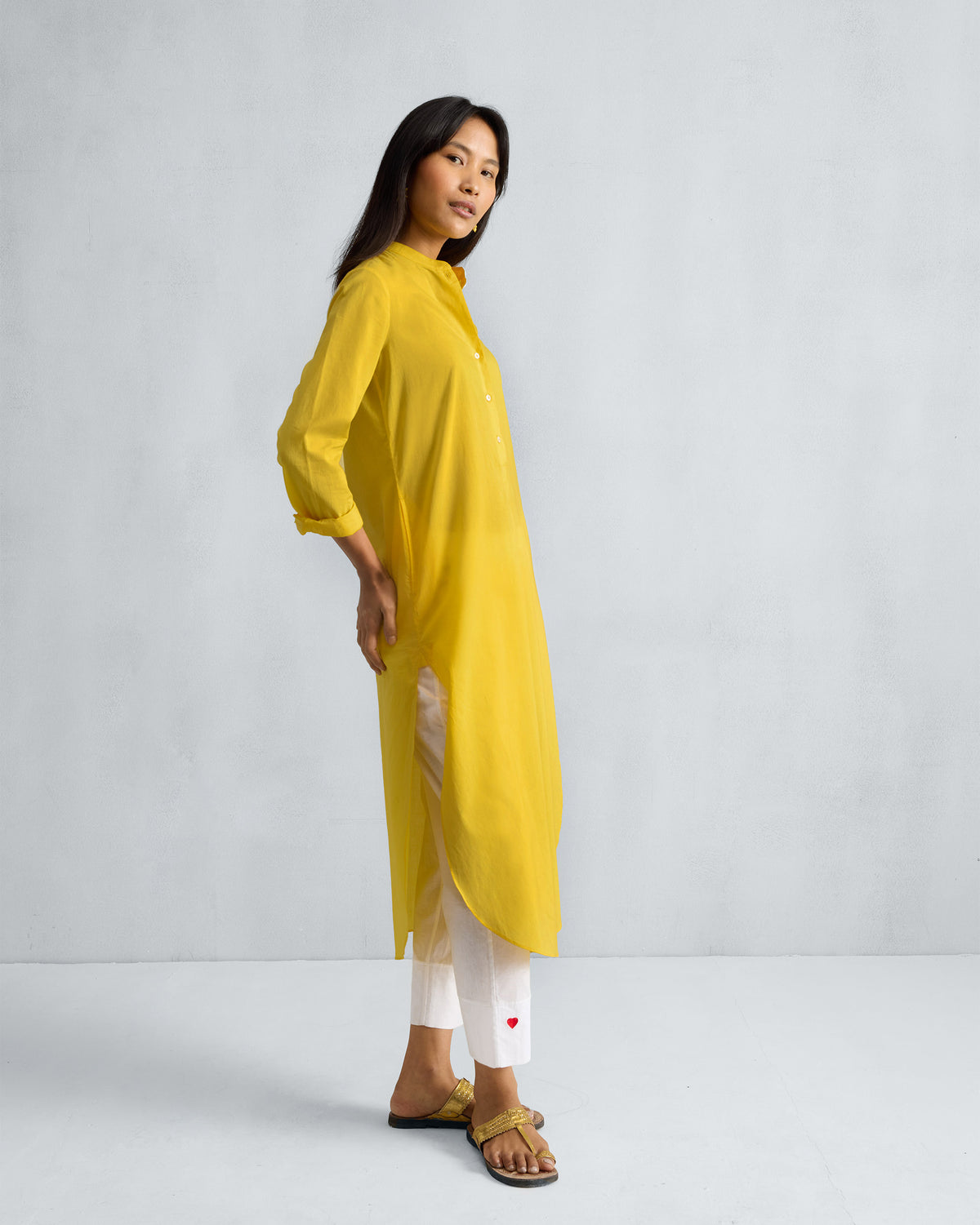 Basic Long Kurta - Yellow