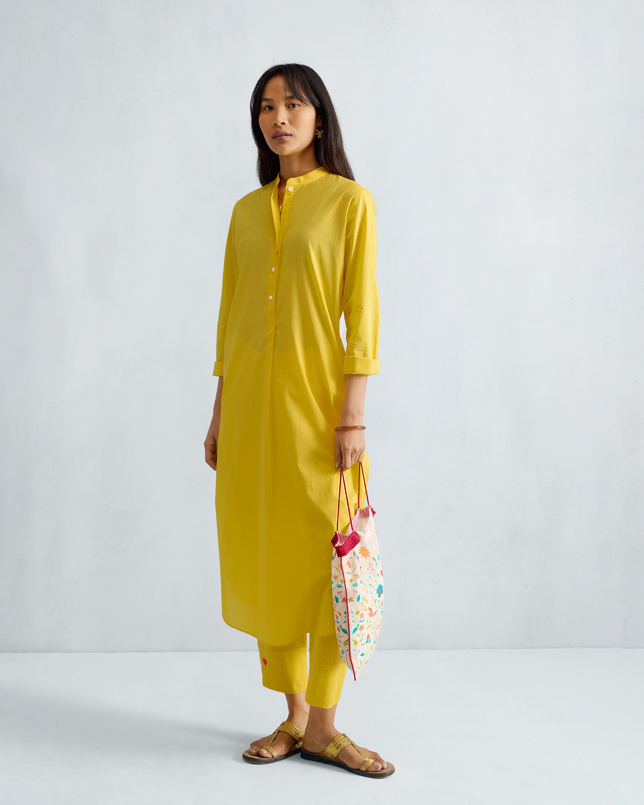Basic Long Kurta - Yellow