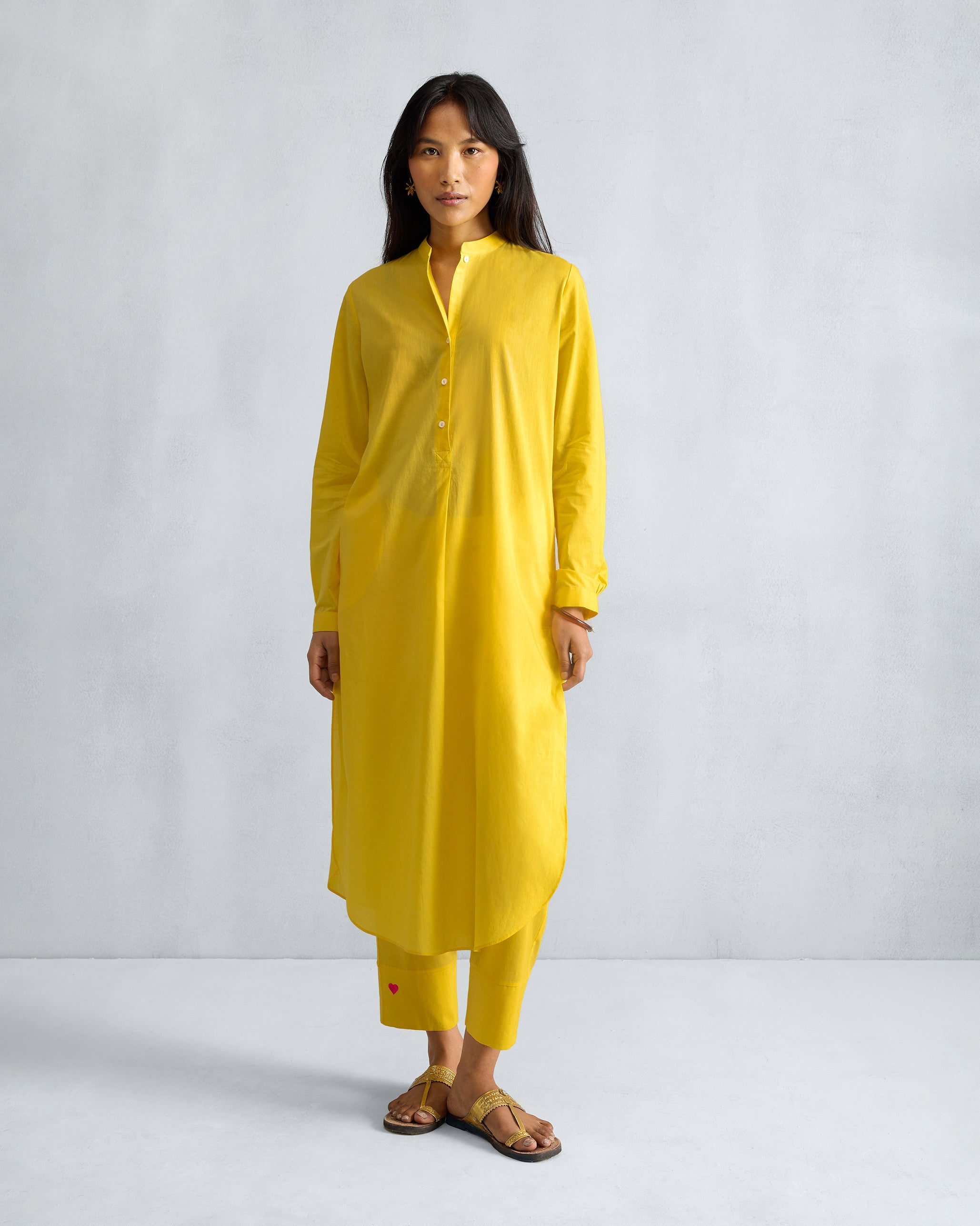 Basic Long Kurta - Yellow