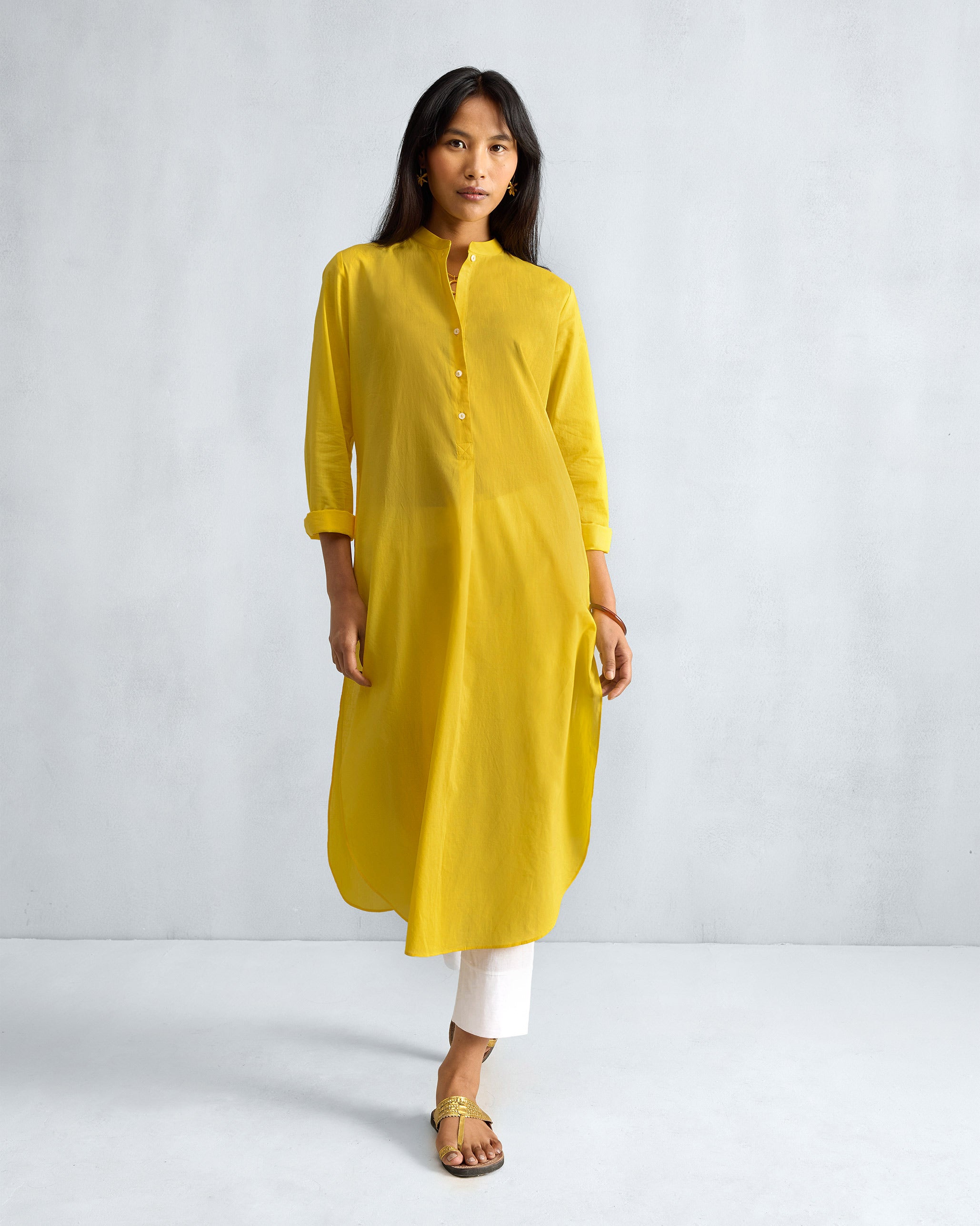 Basic Long Kurta - Yellow
