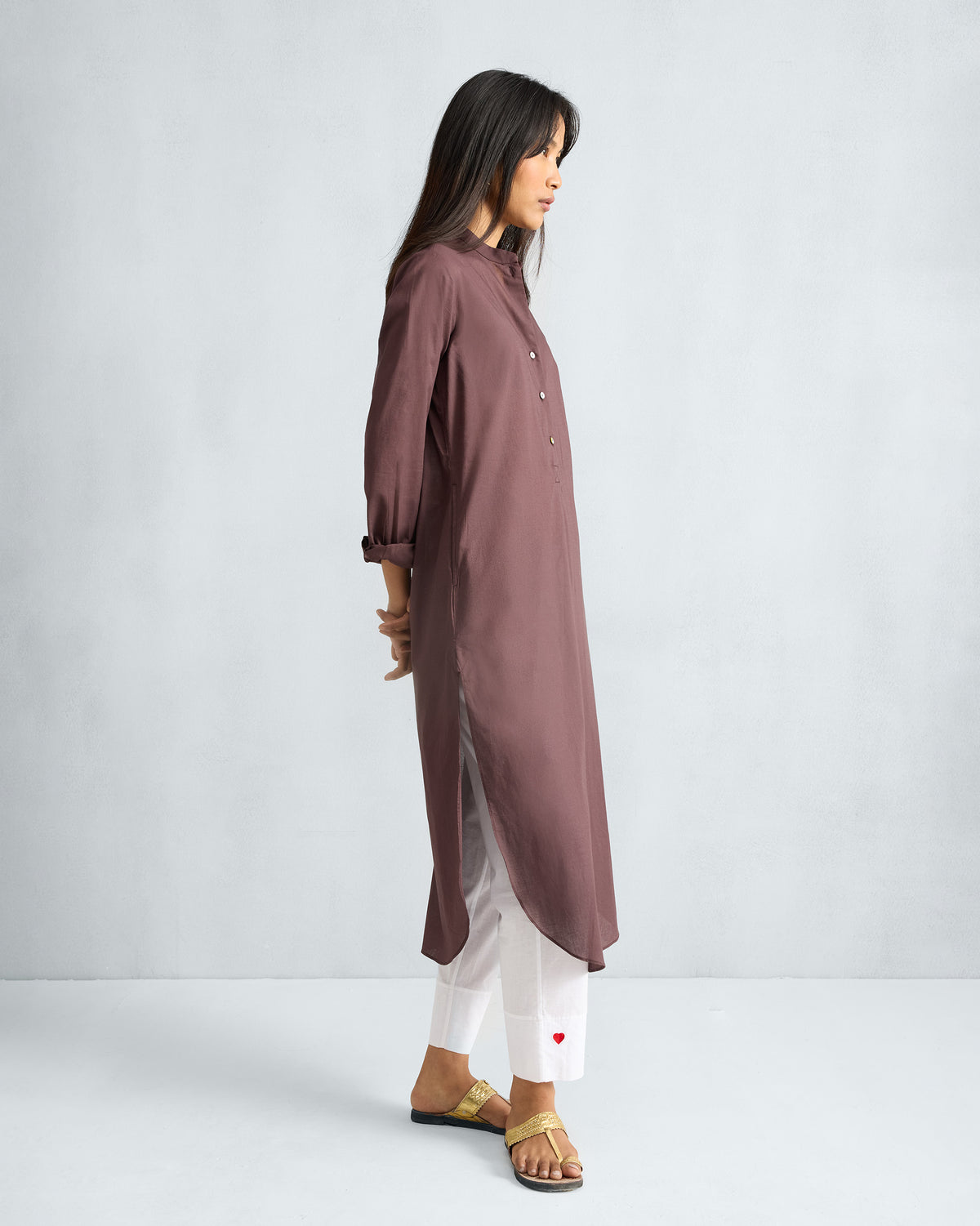 Basic Long Kurta - Chocolate Plum