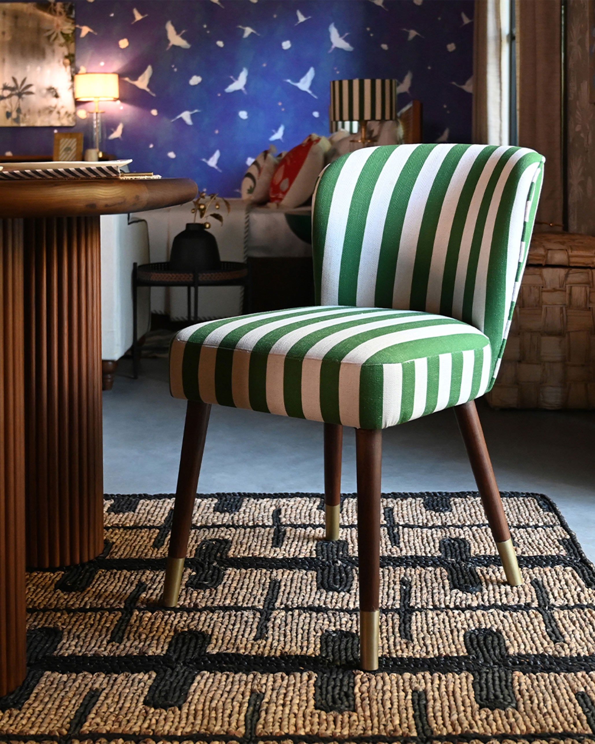 Rain Dining Chair - Green Stripes - THOT x Nico Sanctuary