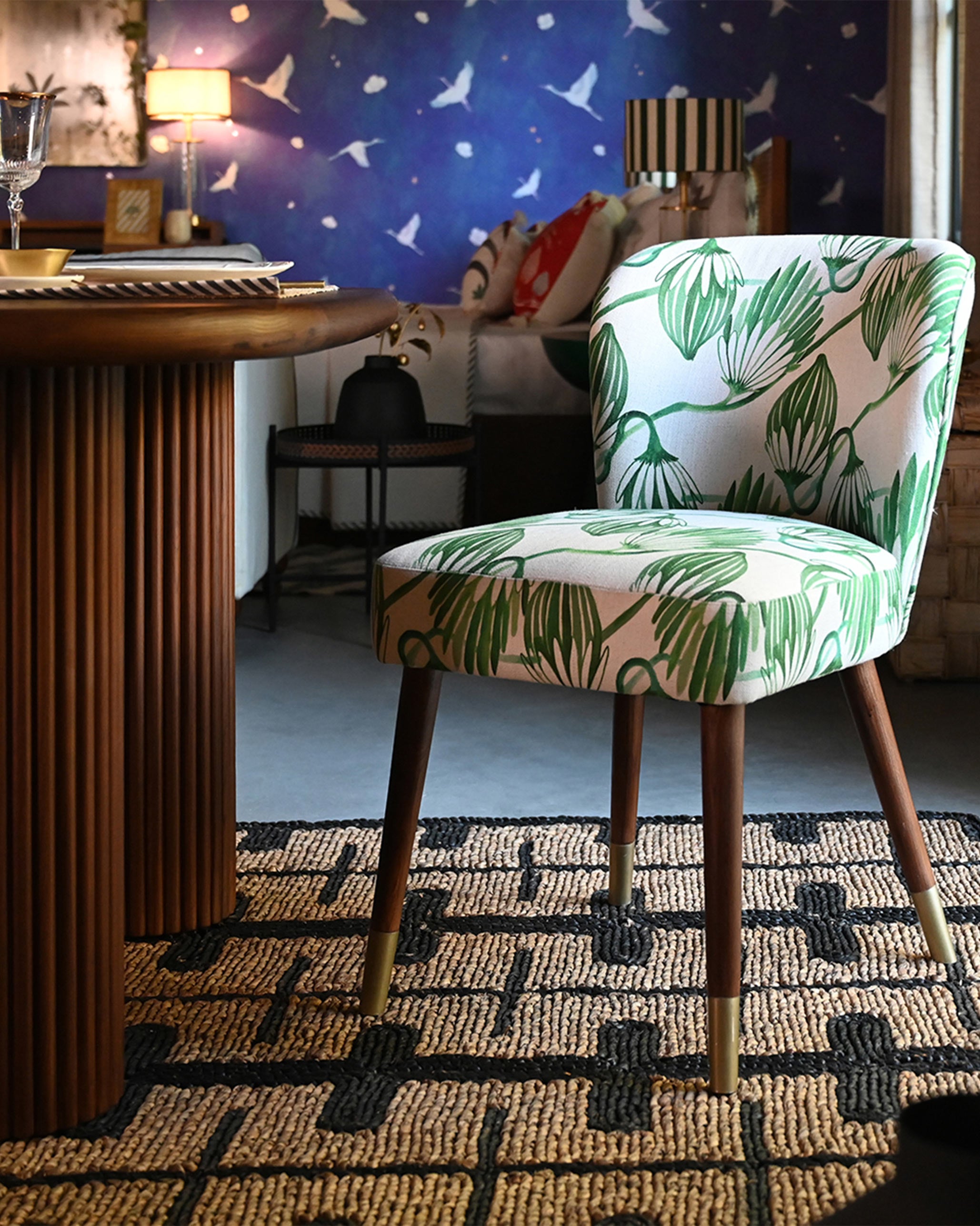 Breeze Dining Chair - Green Blooms - THOT x Nico Sanctuary