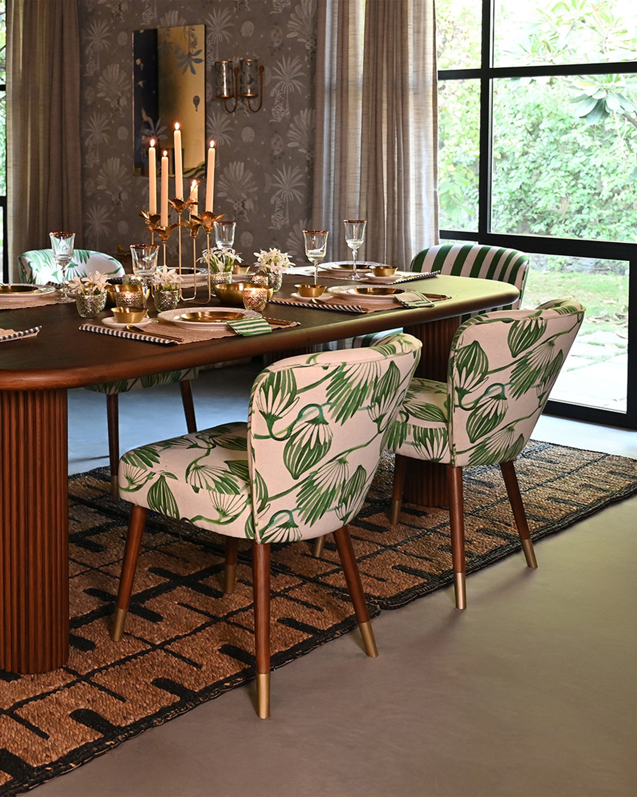 Breeze Dining Chair - Green Blooms - THOT x Nico Sanctuary