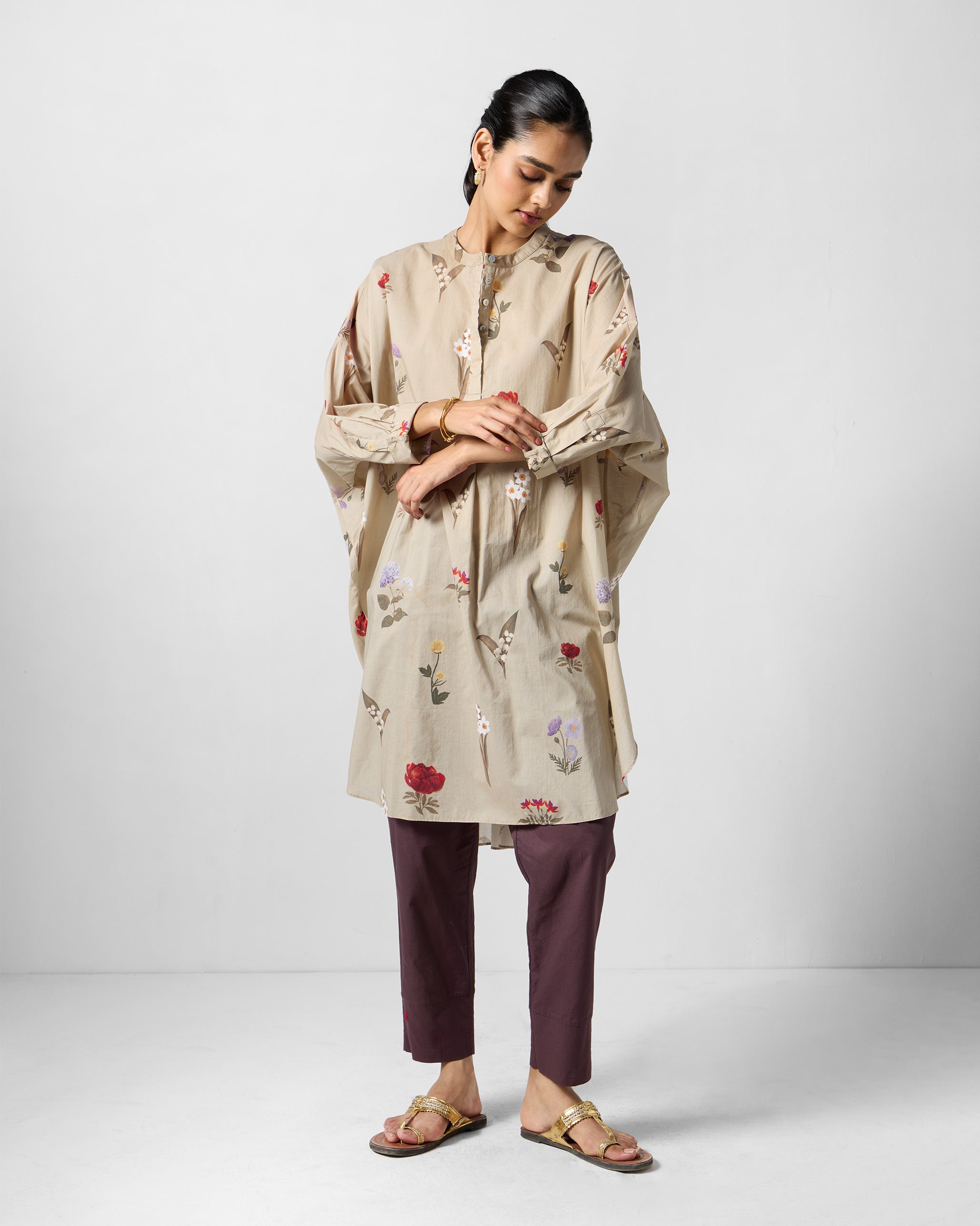 Lazy Sunday Tunic - Beige Printed