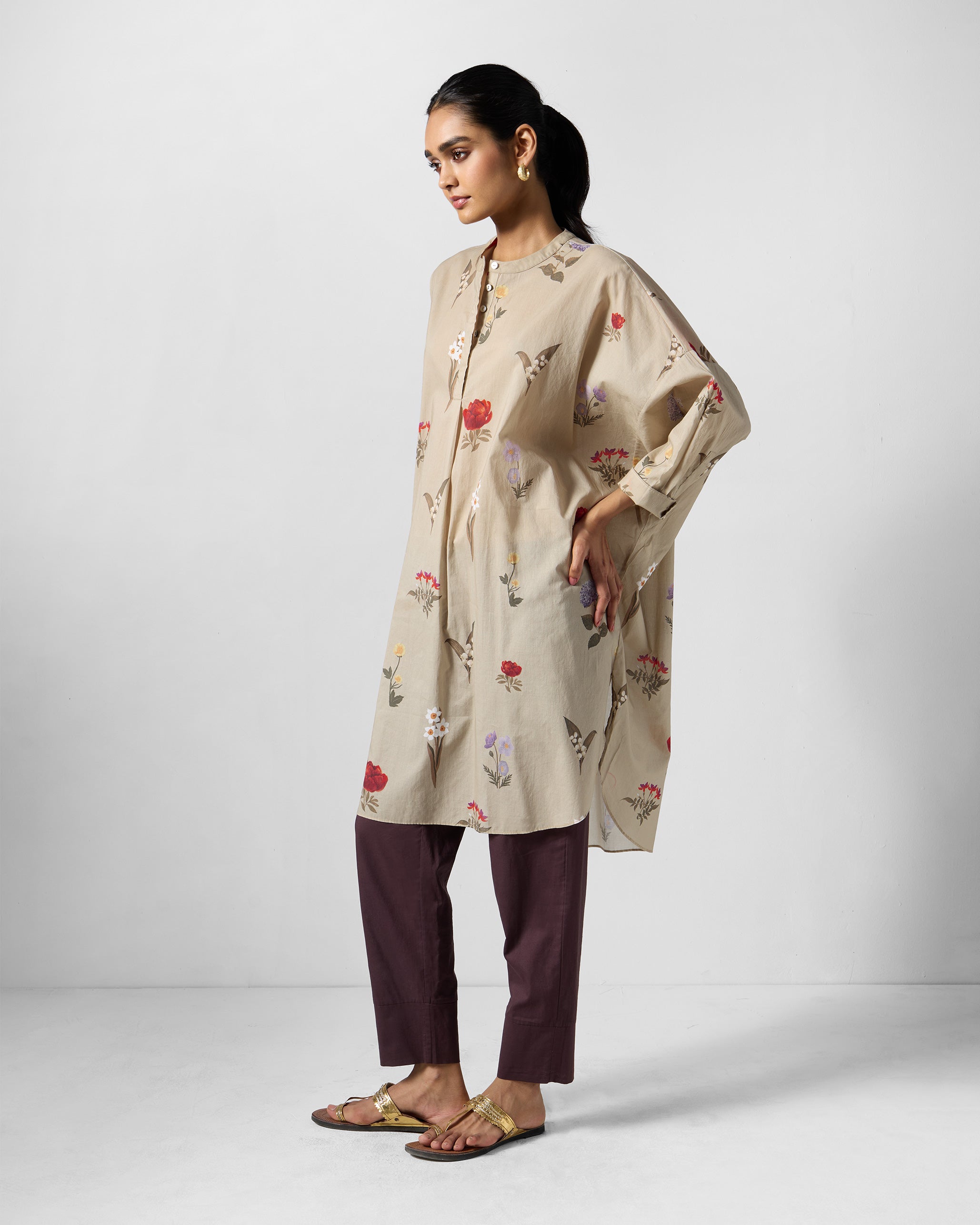 Lazy Sunday Tunic - Beige Printed