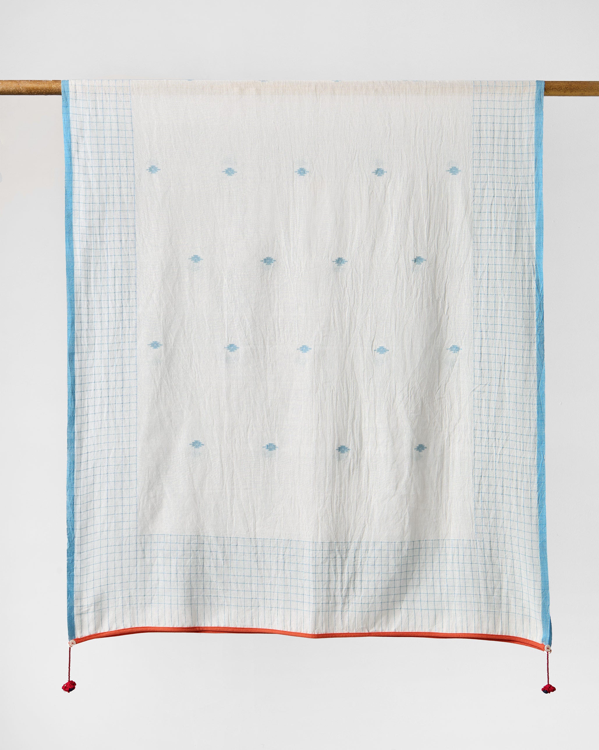 Checked Skies Scarf - Aqua & White