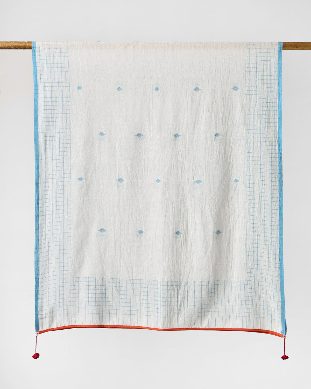 Checked Skies Scarf - Aqua & White