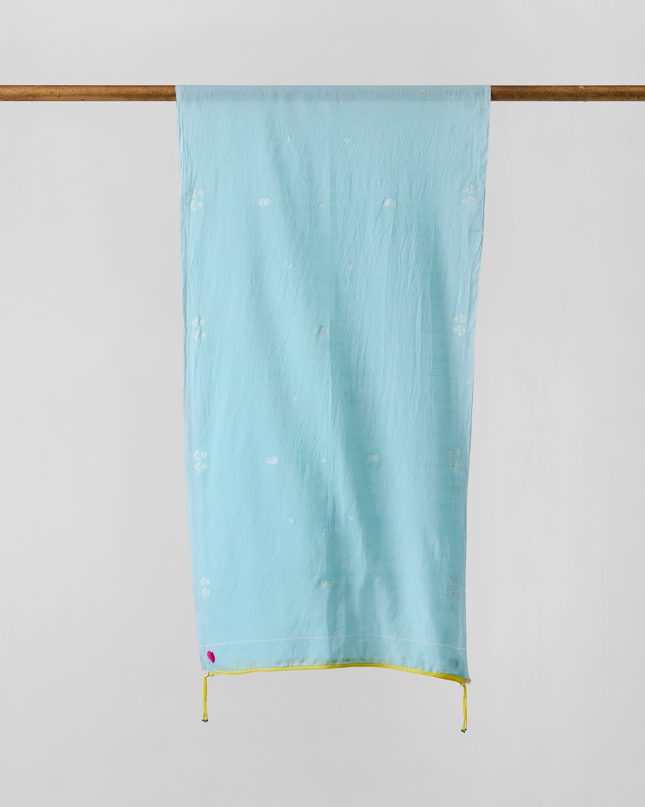 Sky Jamdani Scarf - Aqua & White