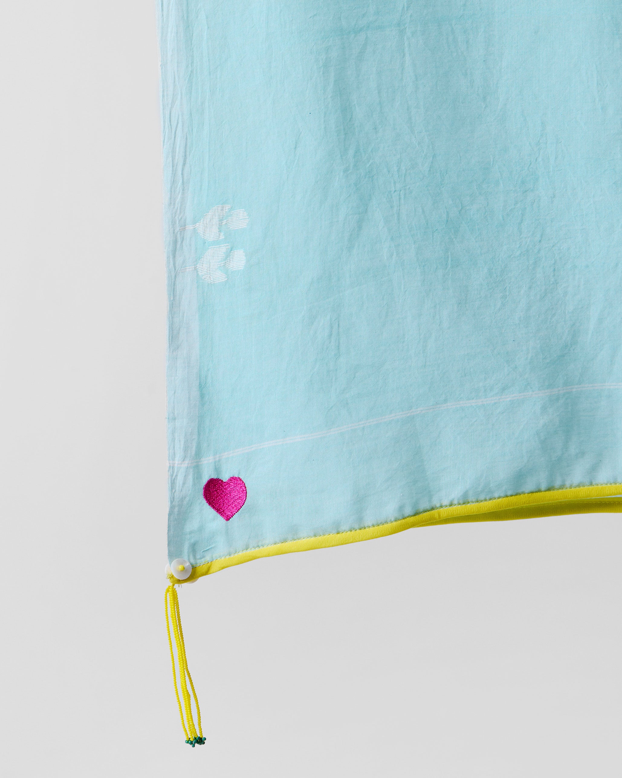 Sky Jamdani Scarf - Aqua & White