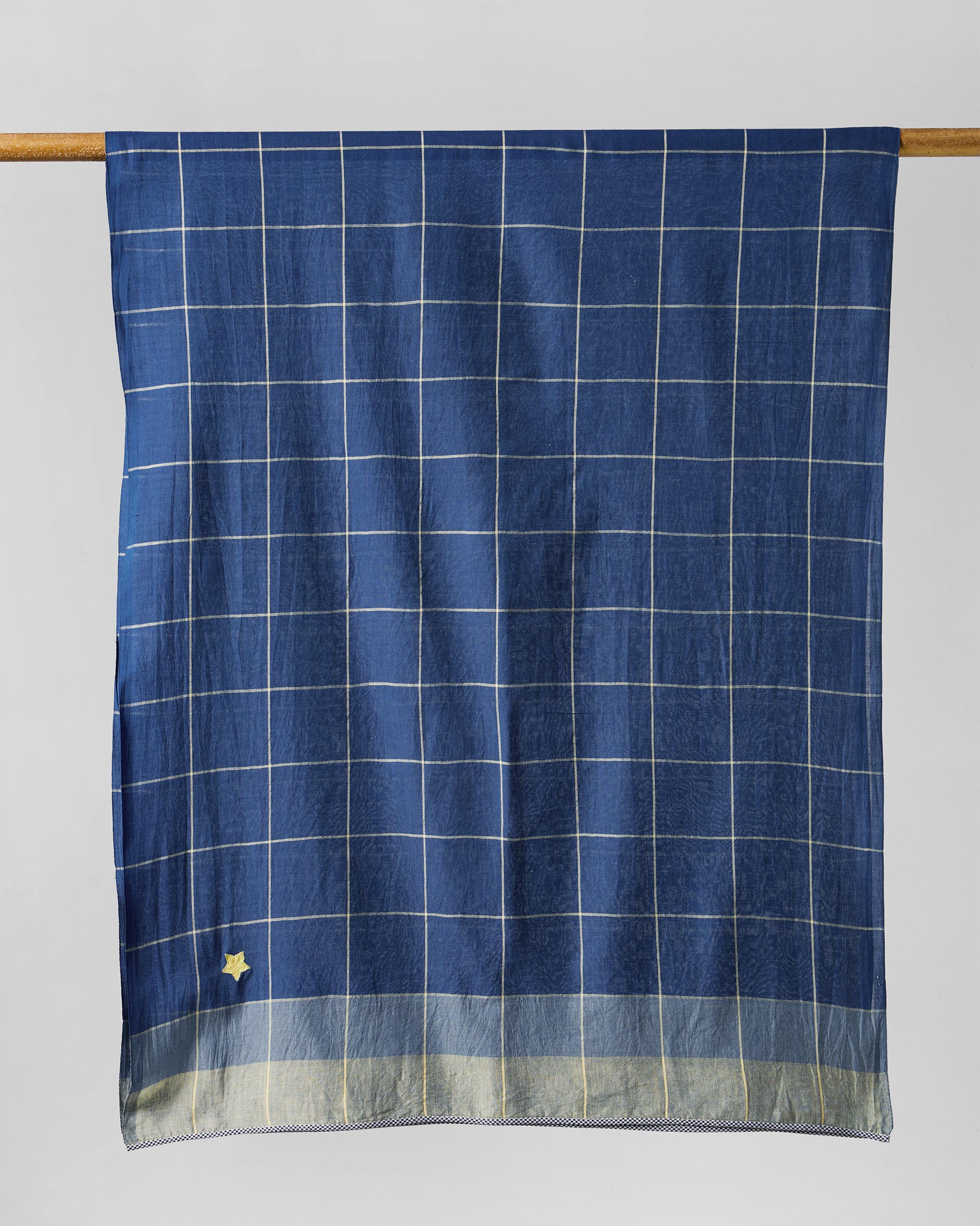 Windowpane Checks Scarf - Dark Blue