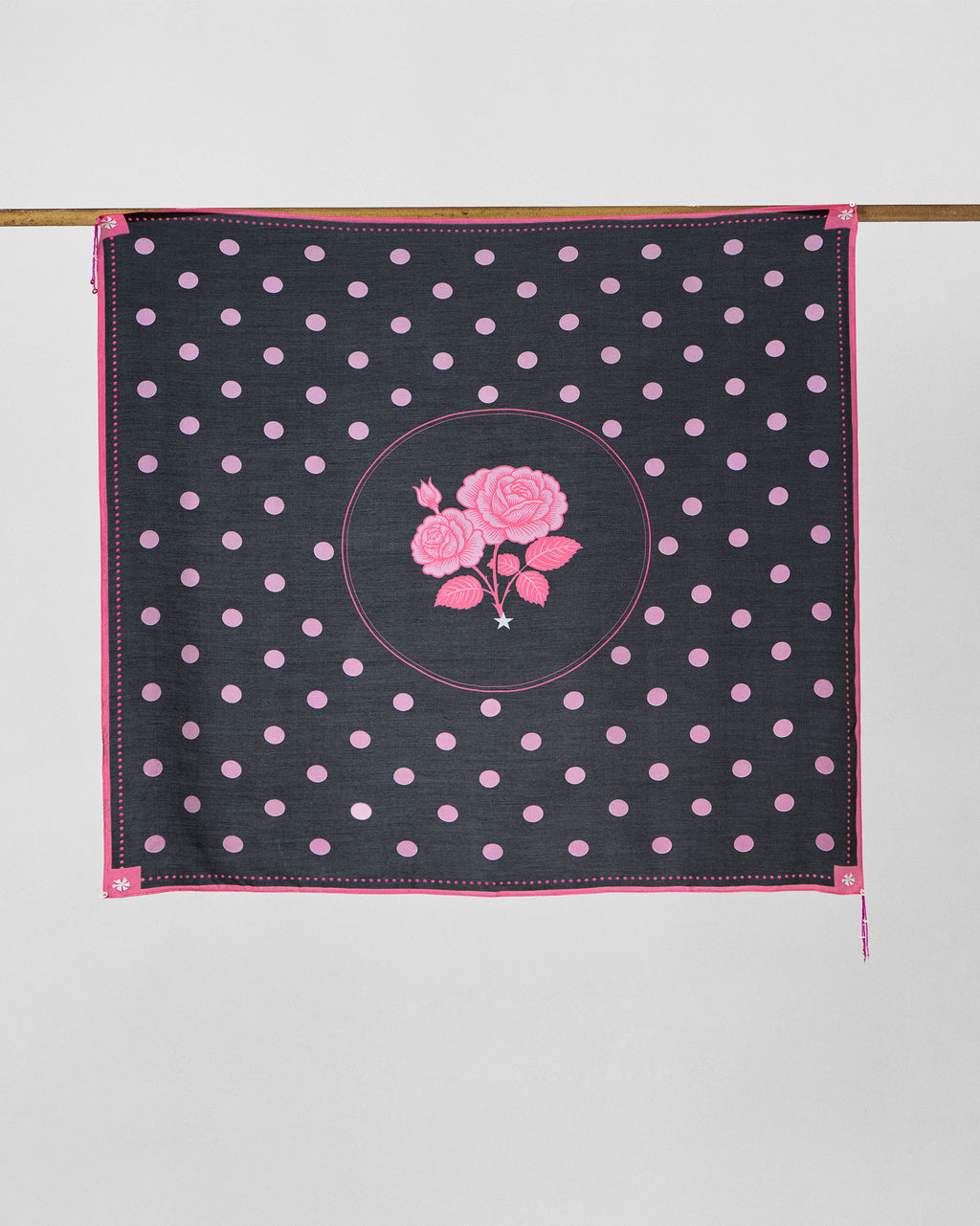 Polka Stamp Scarf - Charcoal & Pink – Nicobar