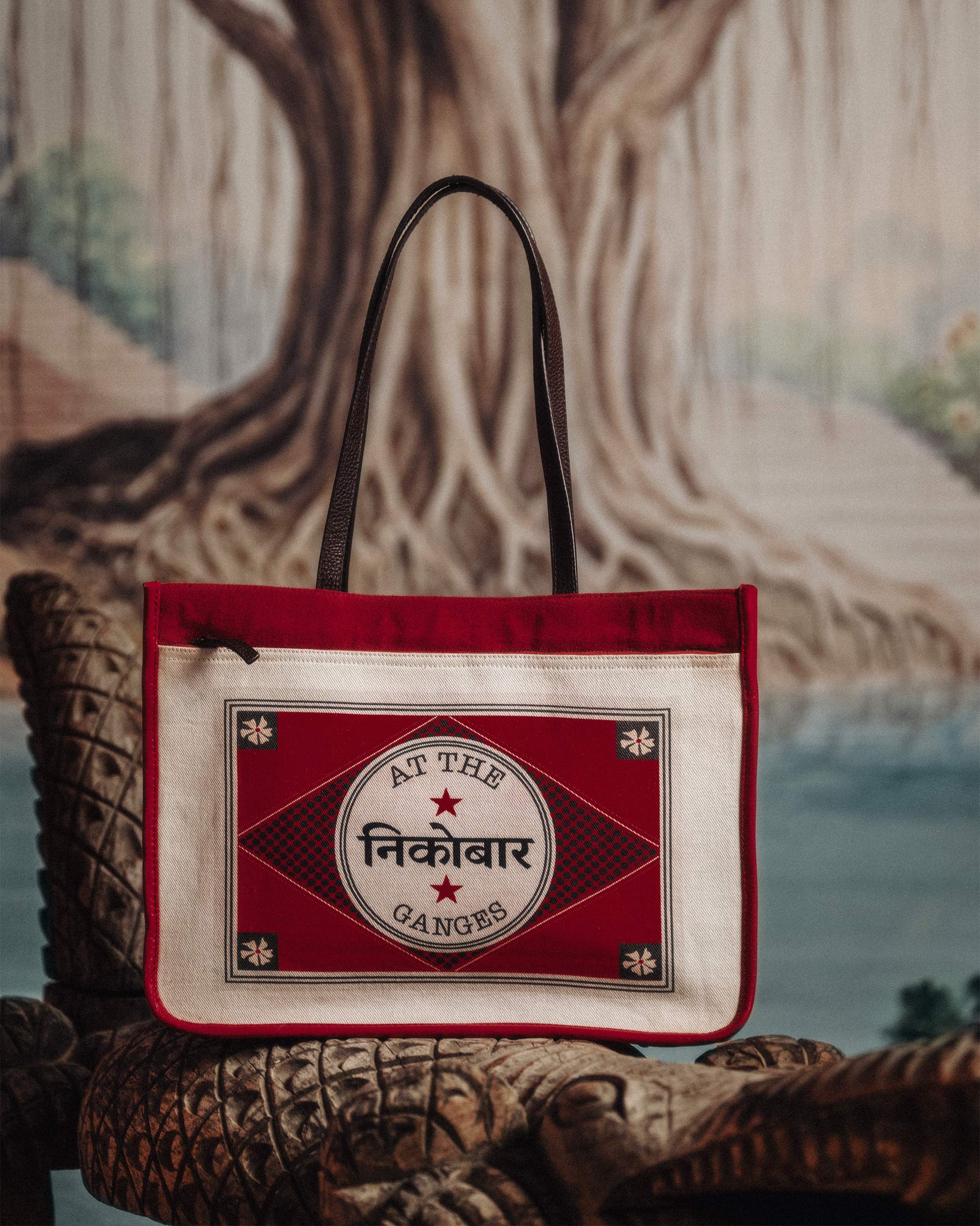 Ganges Tote - Ivory & Red