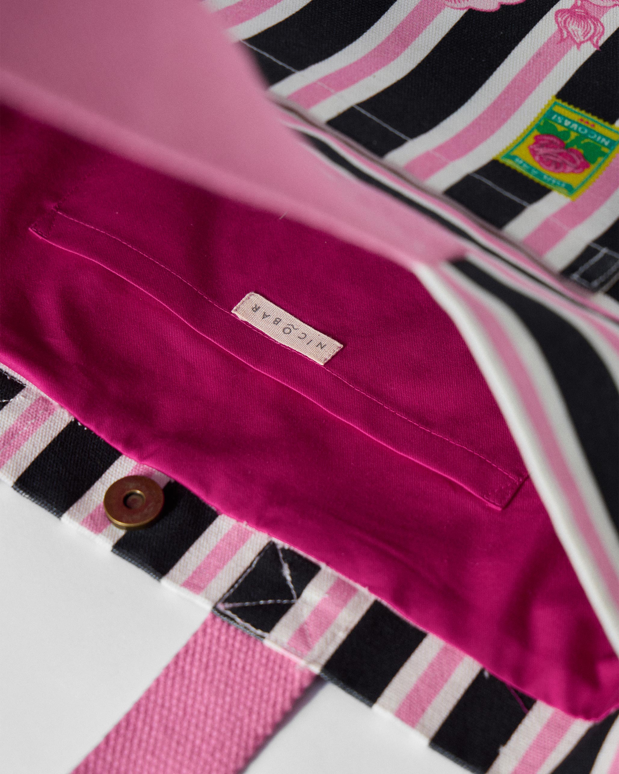 Bagan Stripes Tote - Charcoal & Pink