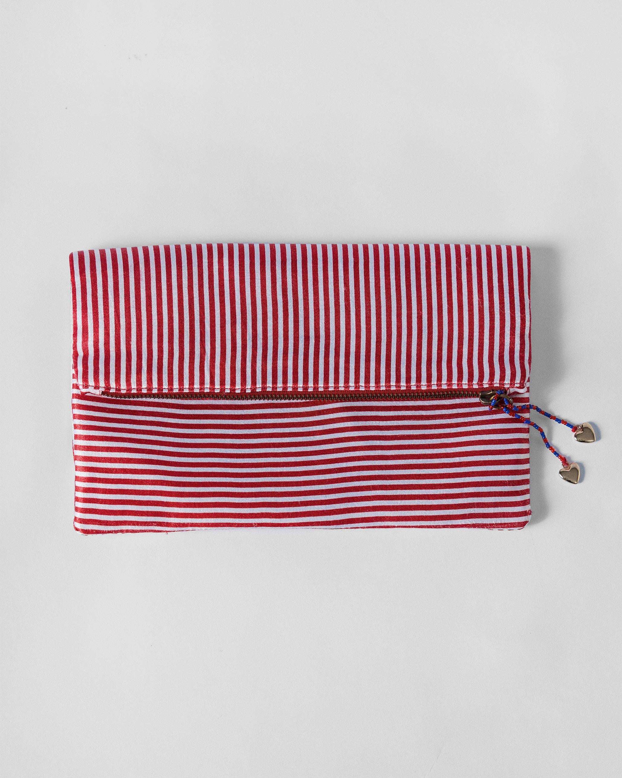 Fold Over Clutch - Red & Ivory