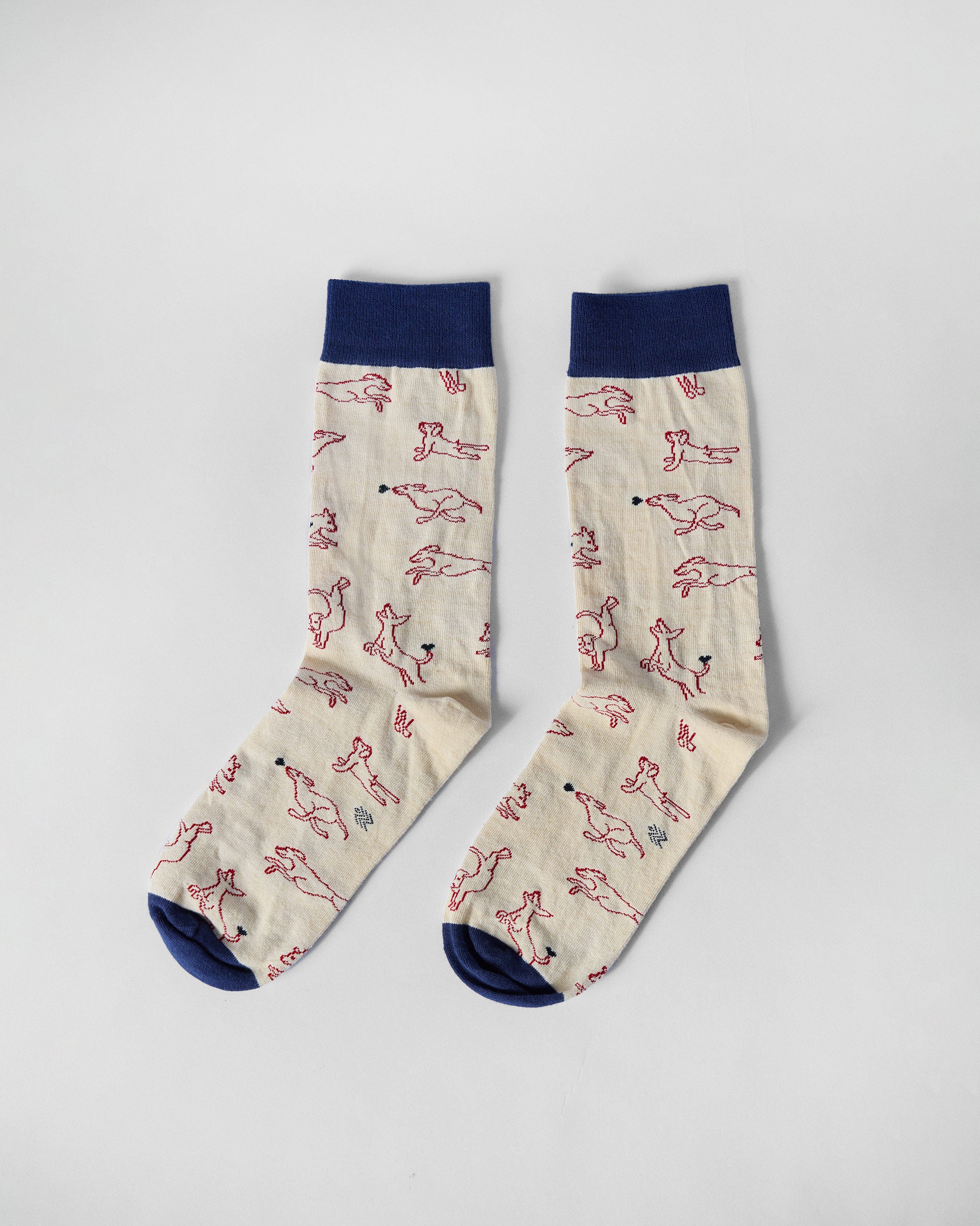 Pesky Pups Socks - Ivory & Red