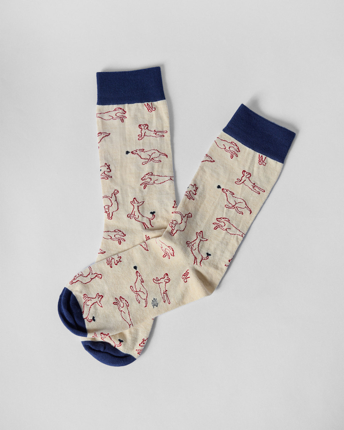 Pesky Pups Socks - Ivory & Red