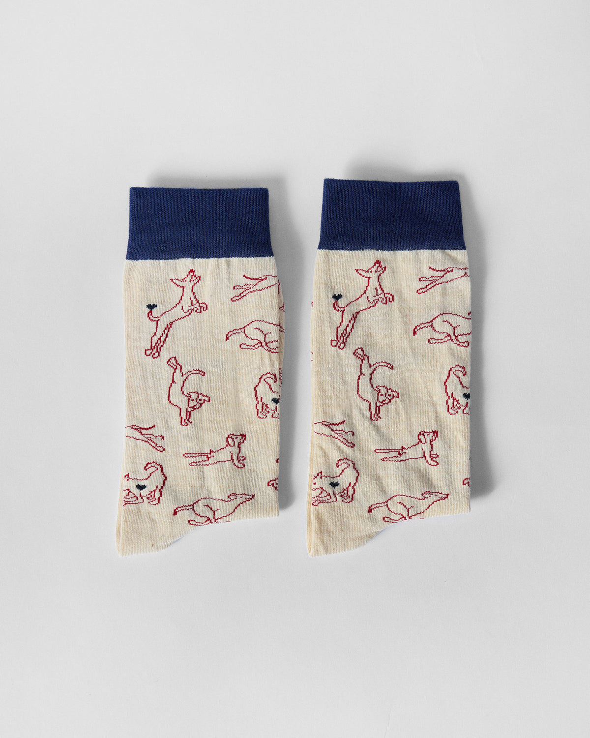 Pesky Pups Socks - Ivory & Red