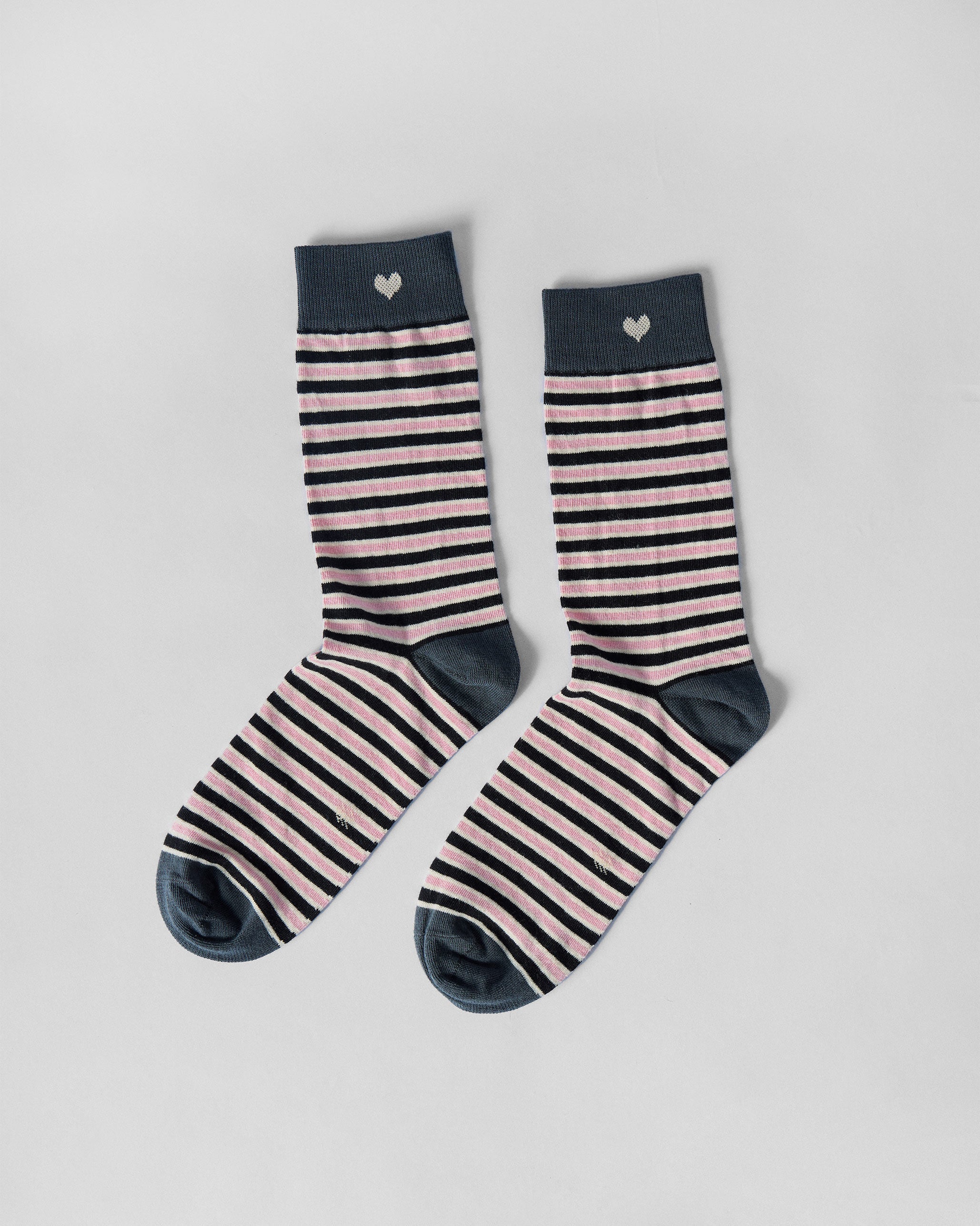Candy Stripe Socks - Charcoal & Light Pink